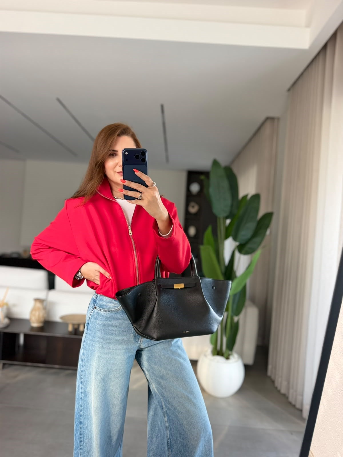 Kırmızı Ruby Astarlı Fermuarlı Ceket