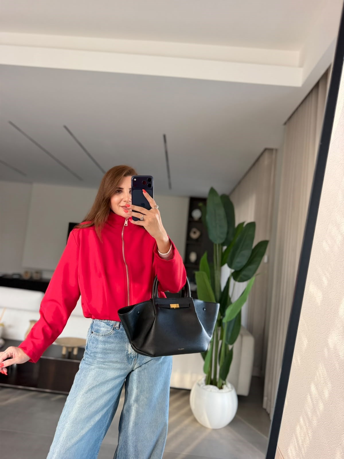 Kırmızı Ruby Astarlı Fermuarlı Ceket