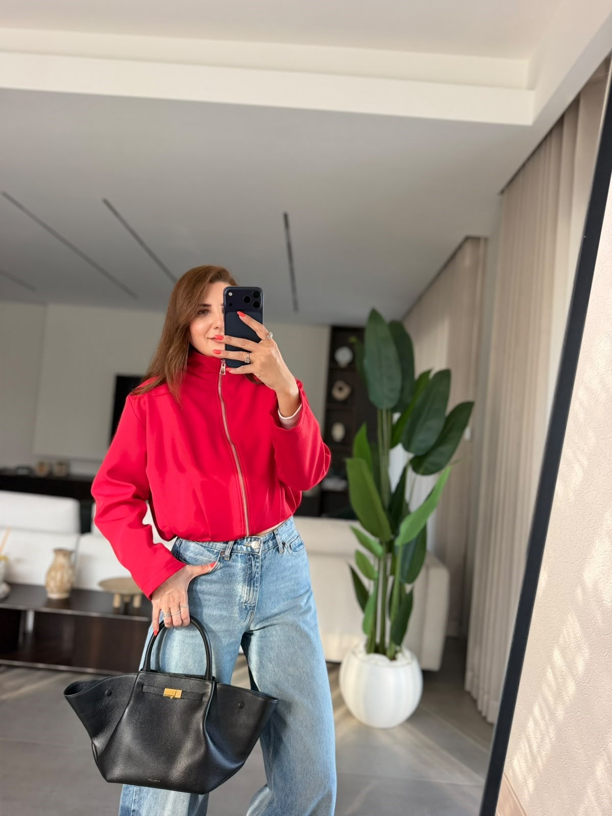 Kırmızı Ruby Astarlı Fermuarlı Ceket