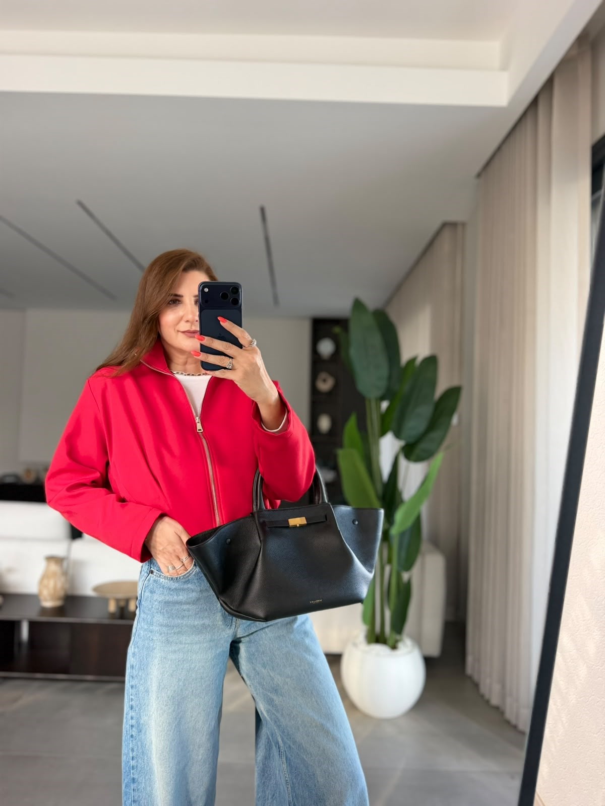 Kırmızı Ruby Astarlı Fermuarlı Ceket