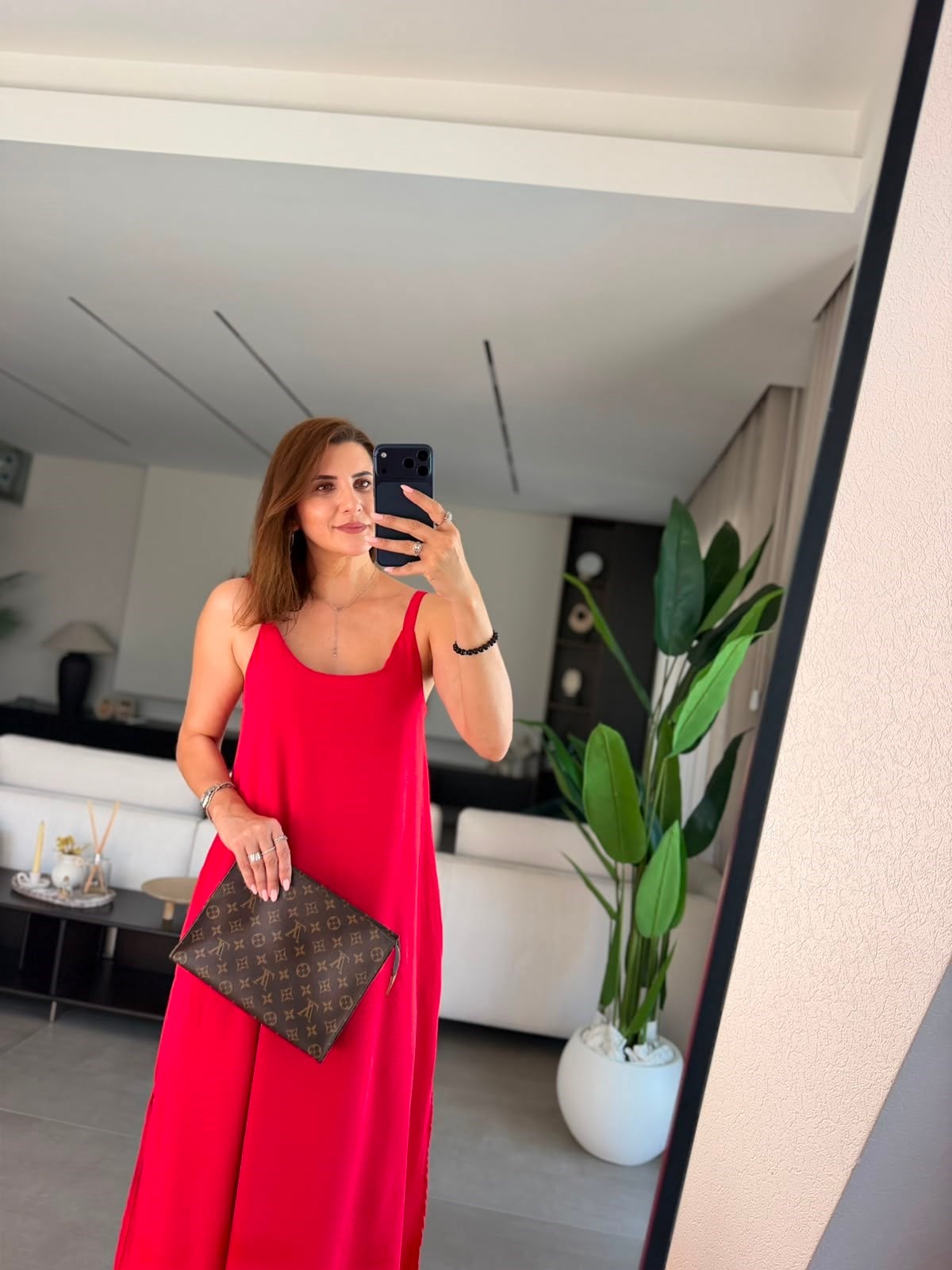 Kırmızı Tela Askılı Elbise