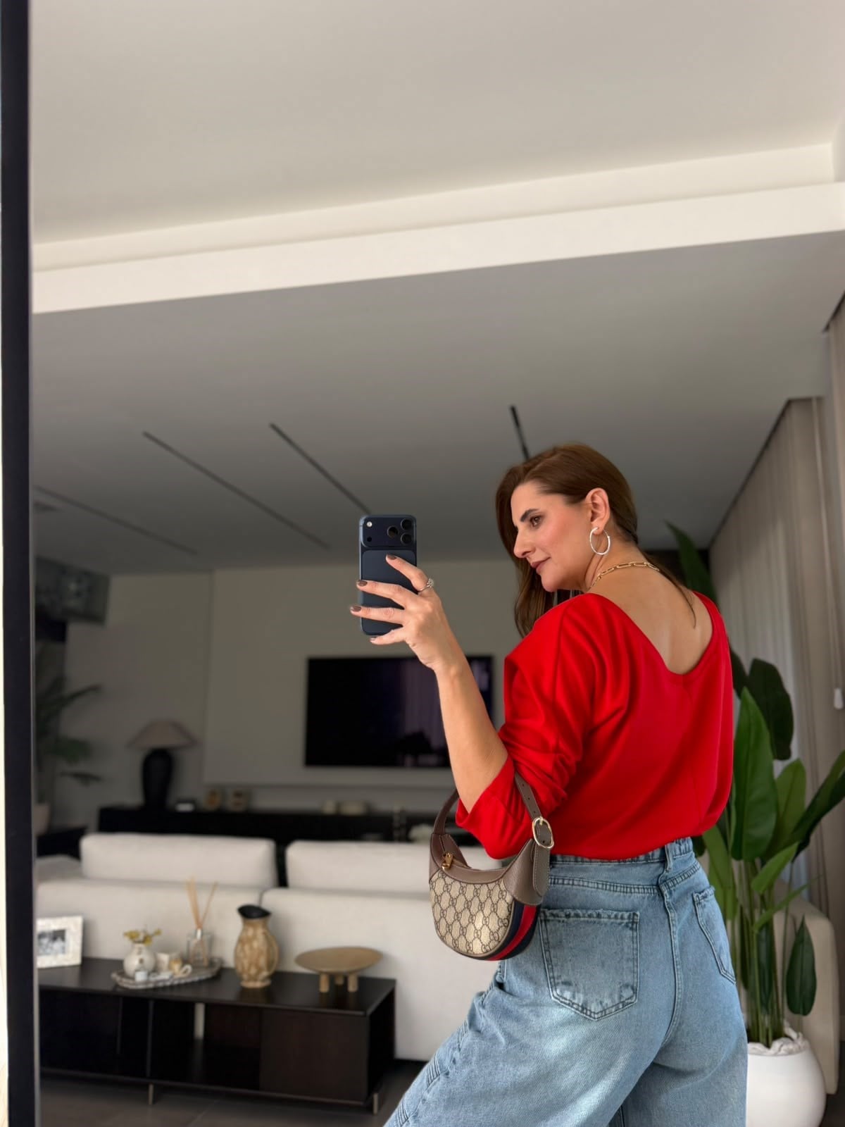 Kırmızı Vera V Yaka Bluz