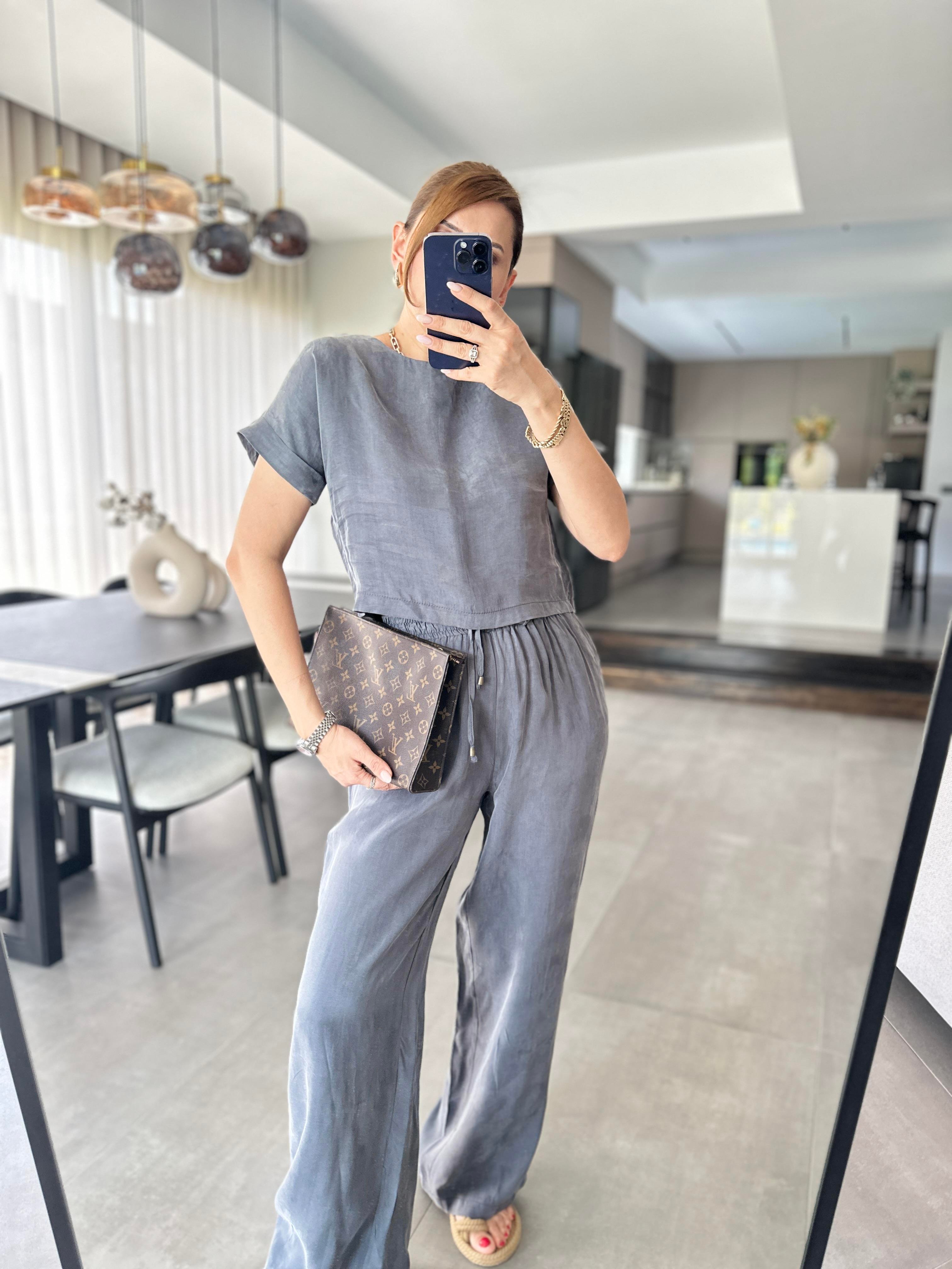 Kısa Kollu Bluz Pantolon Takım