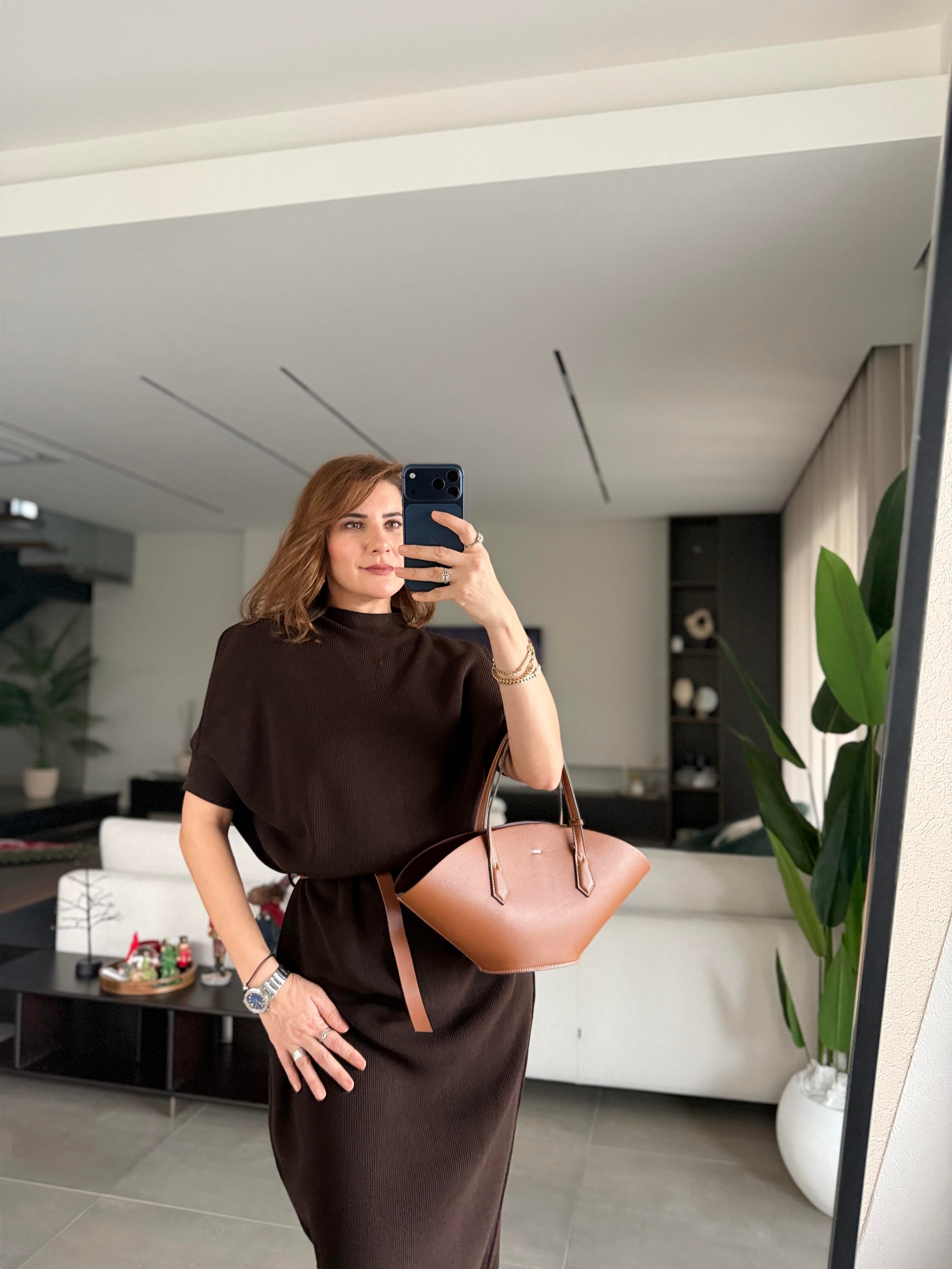 Kısa Kollu Triko Kemerli Elbise
