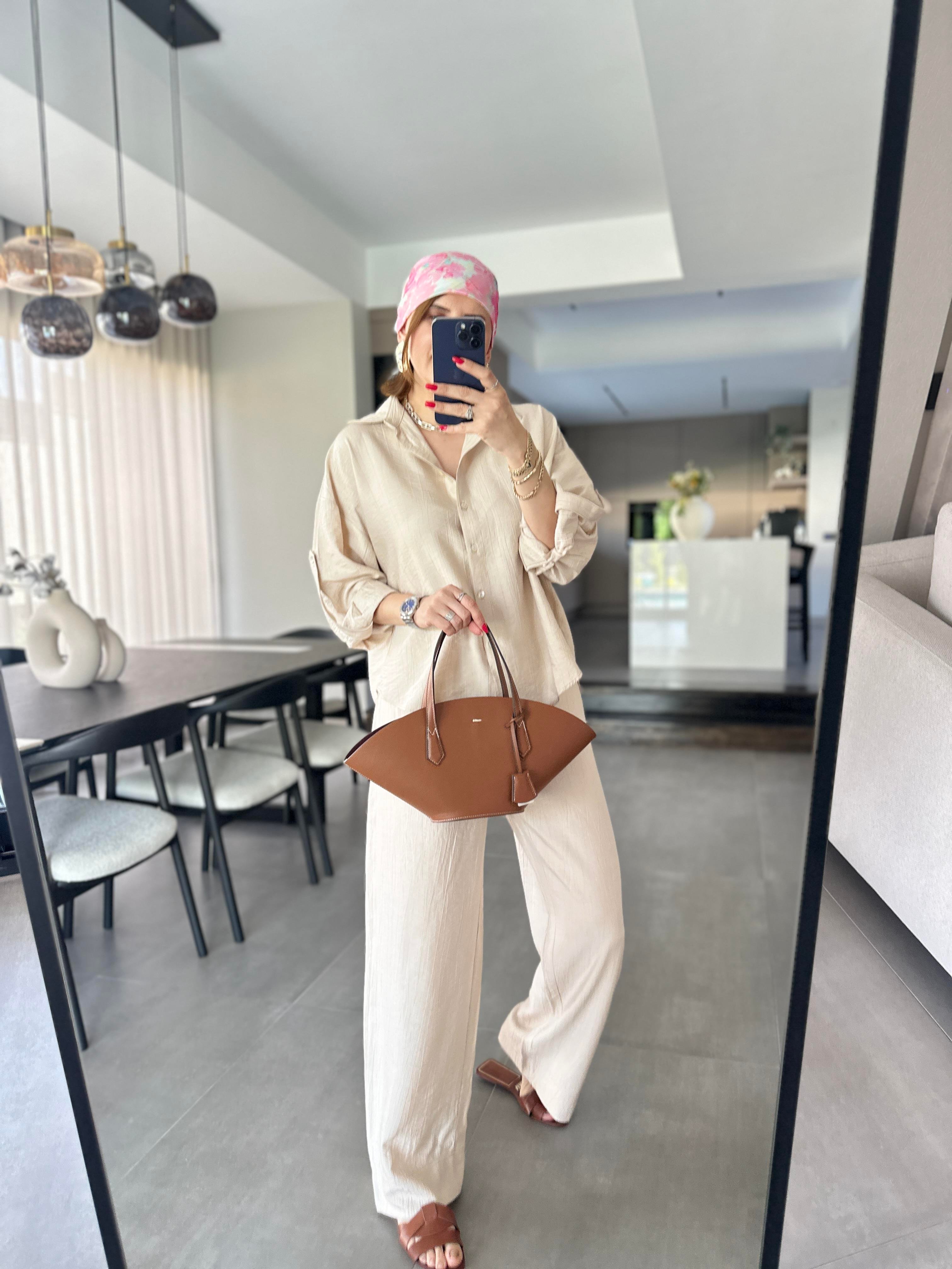 Kol Katlamalı Gömlek Takım