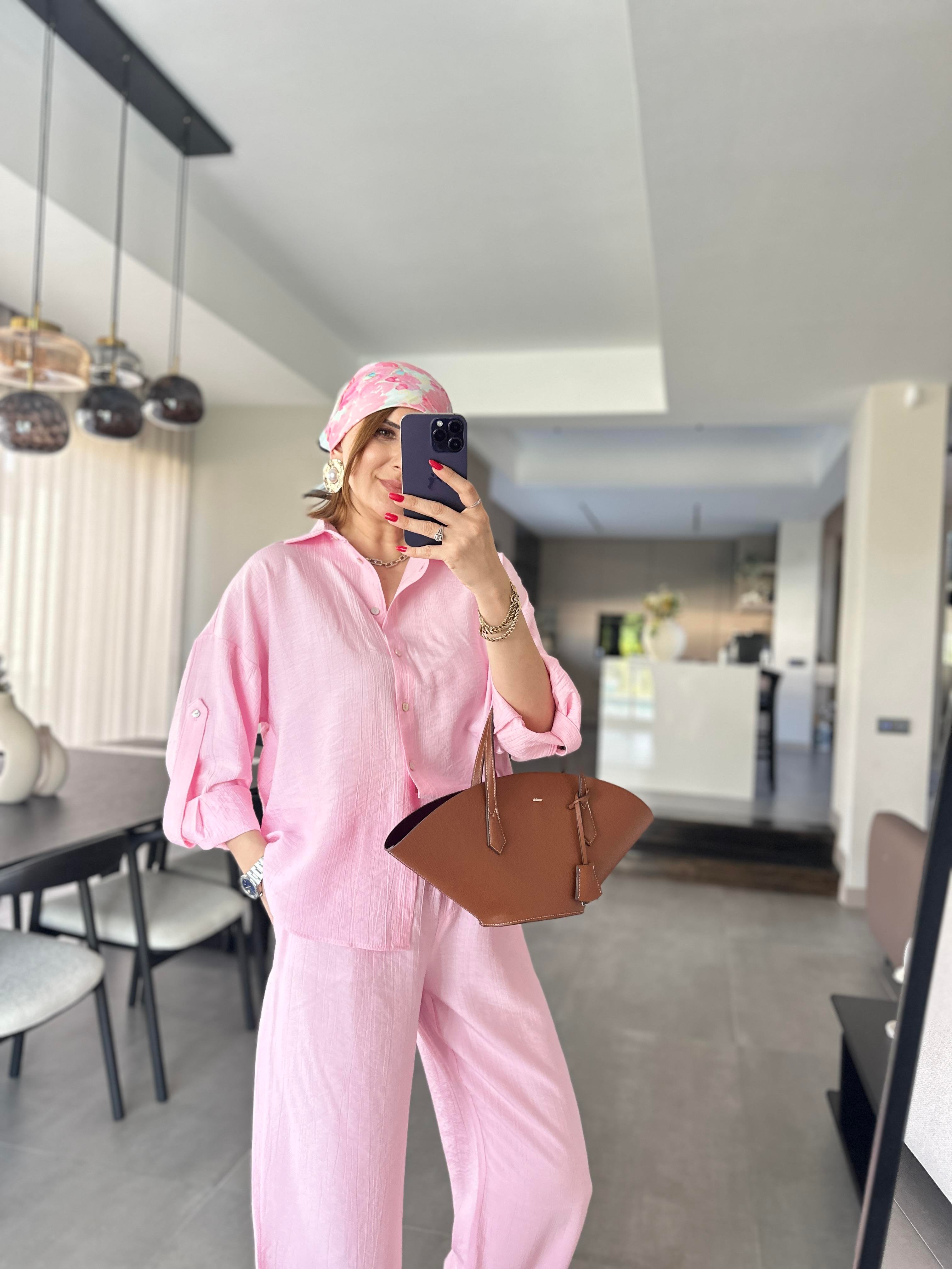 Kol Katlamalı Gömlek Takım