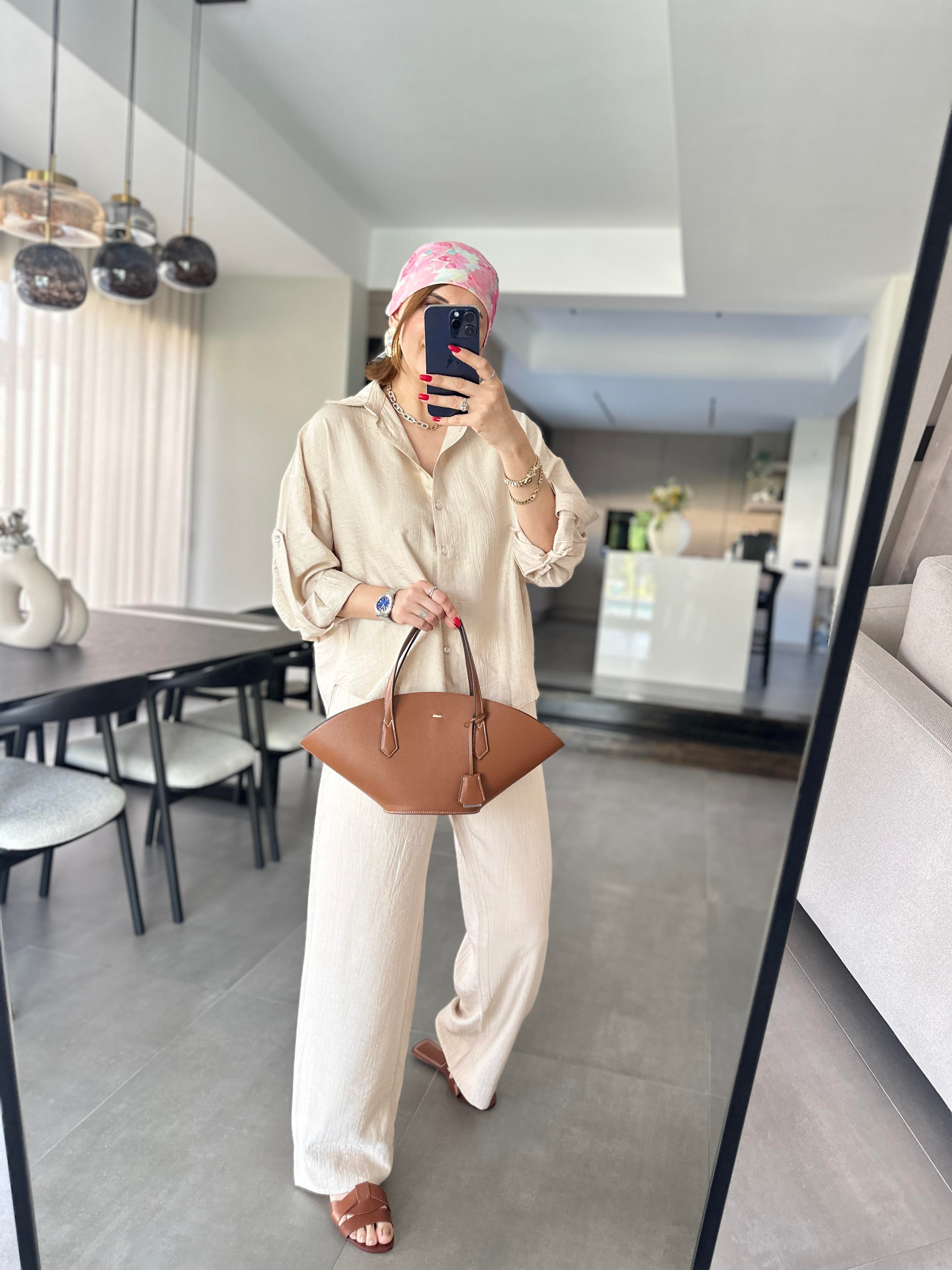 Kol Katlamalı Gömlek Takım