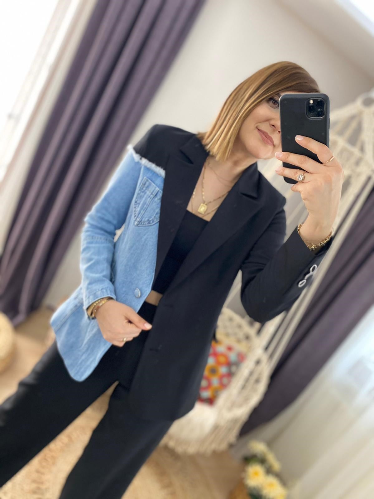 KOT DETAYLI BLAZER CEKET