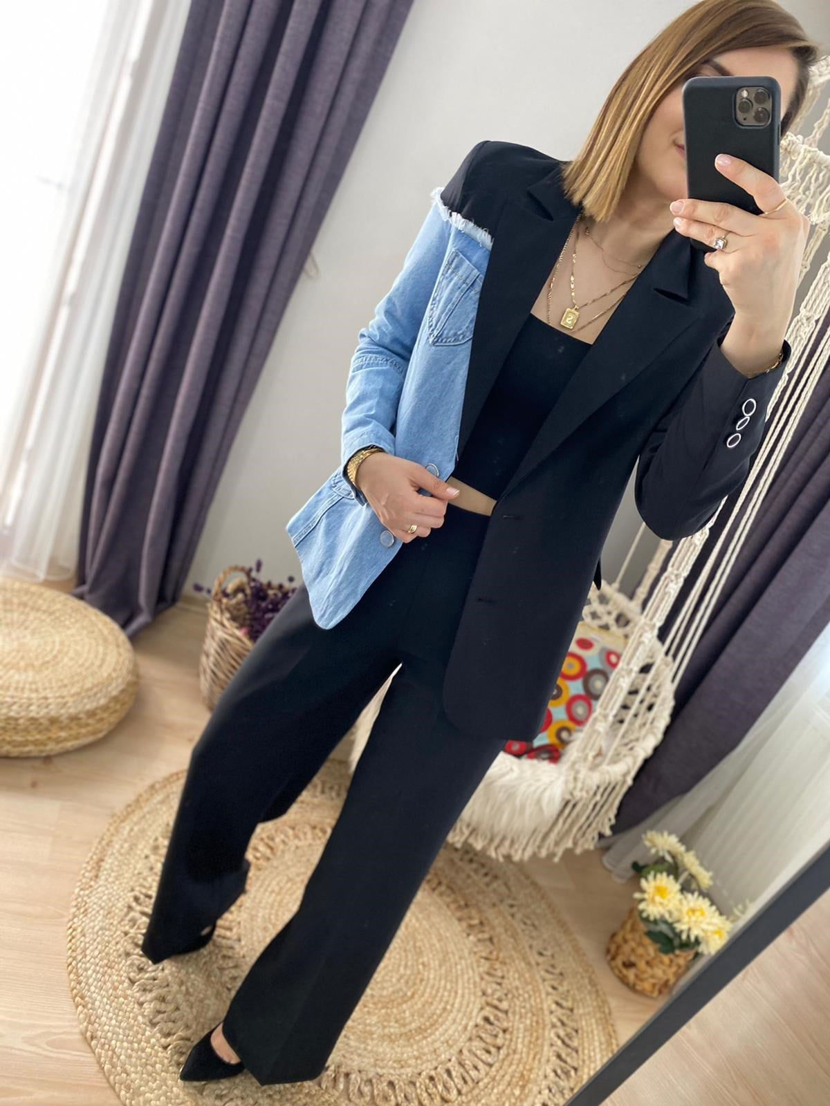 KOT DETAYLI BLAZER CEKET
