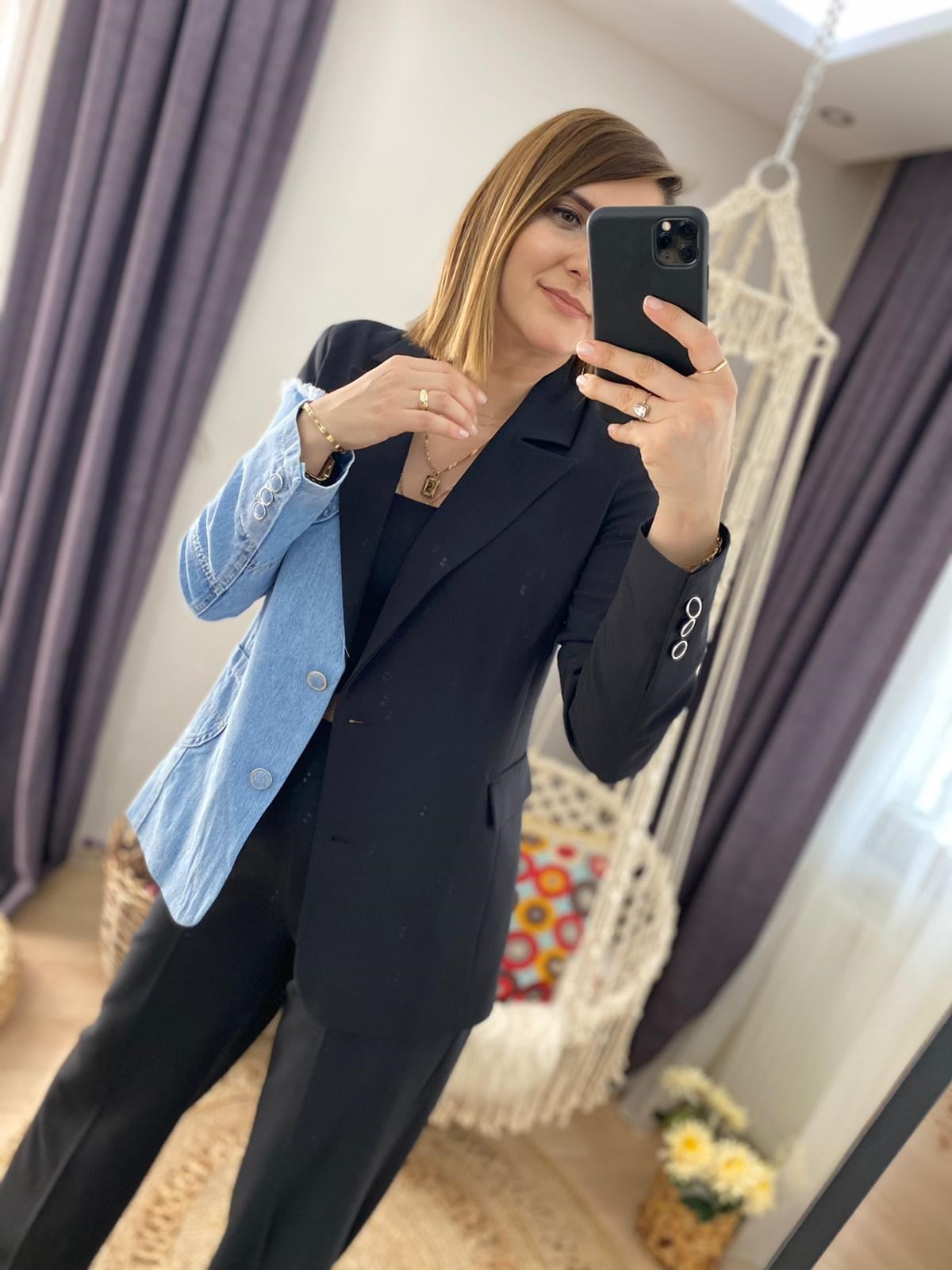 KOT DETAYLI BLAZER CEKET