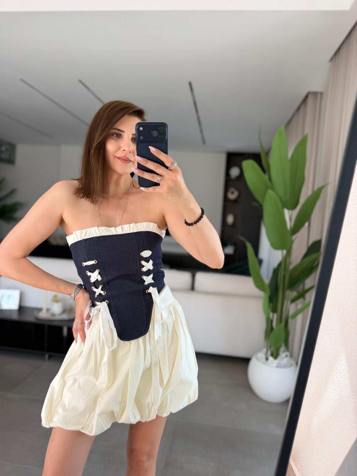 Kurdele Korse Balon Etek Takım