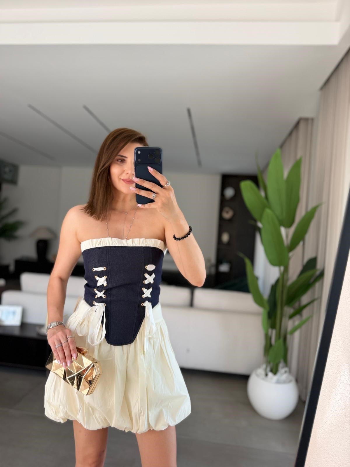 Kurdele Korse Balon Etek Takım