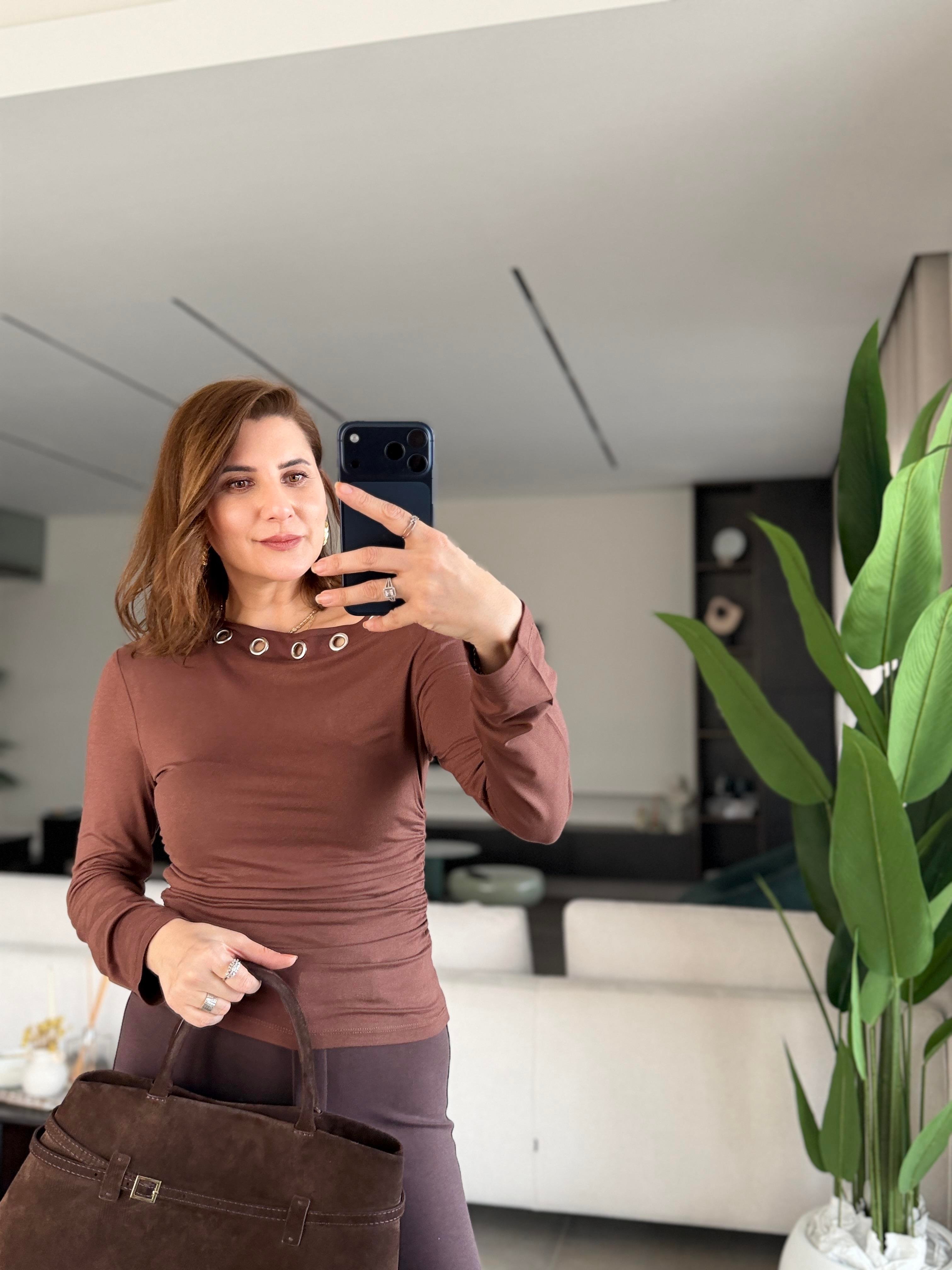 Kuş Gözlü Yanı Drapeli Bluz