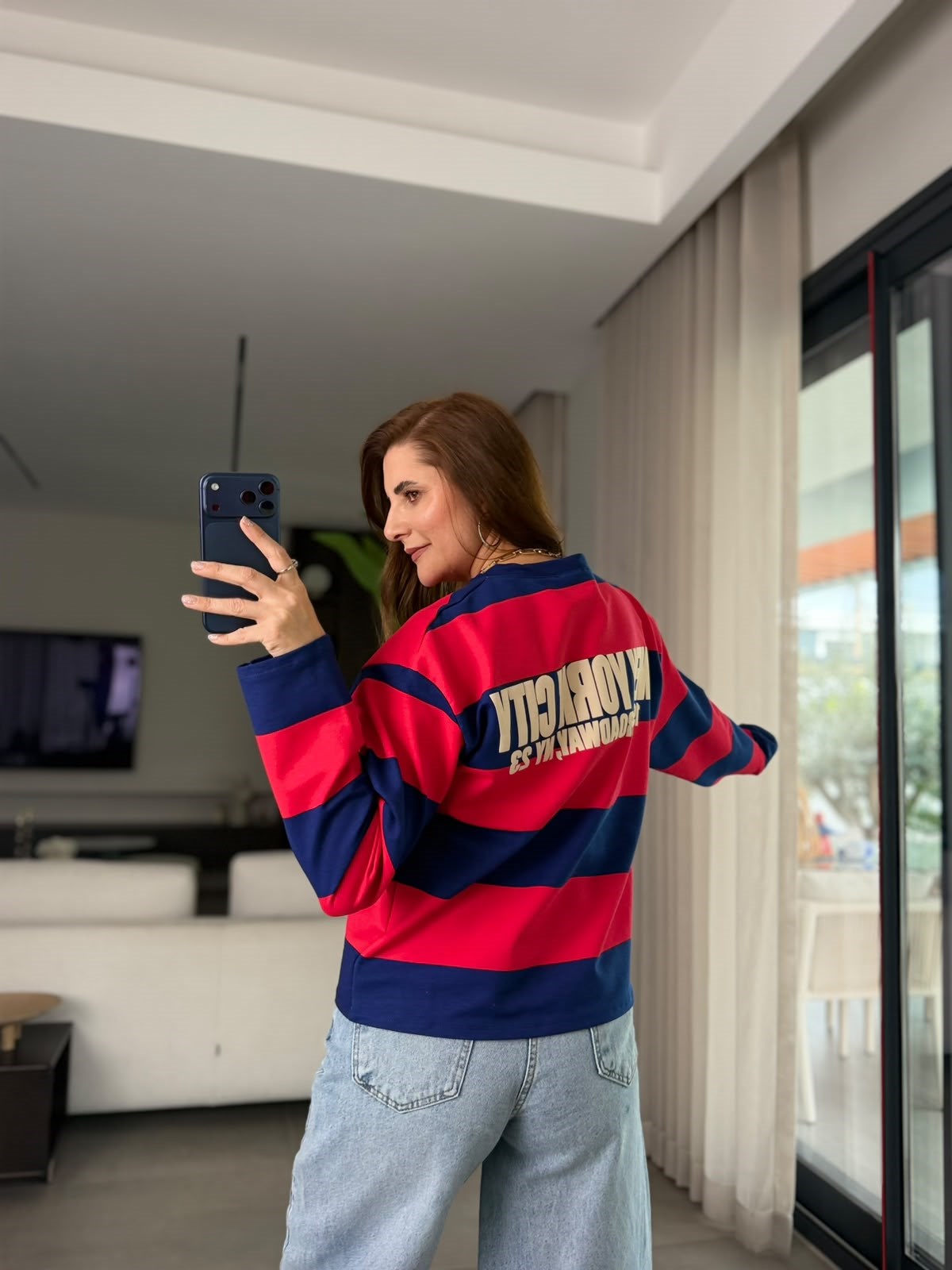 Lacivert Baskılı NY Sweatshırt