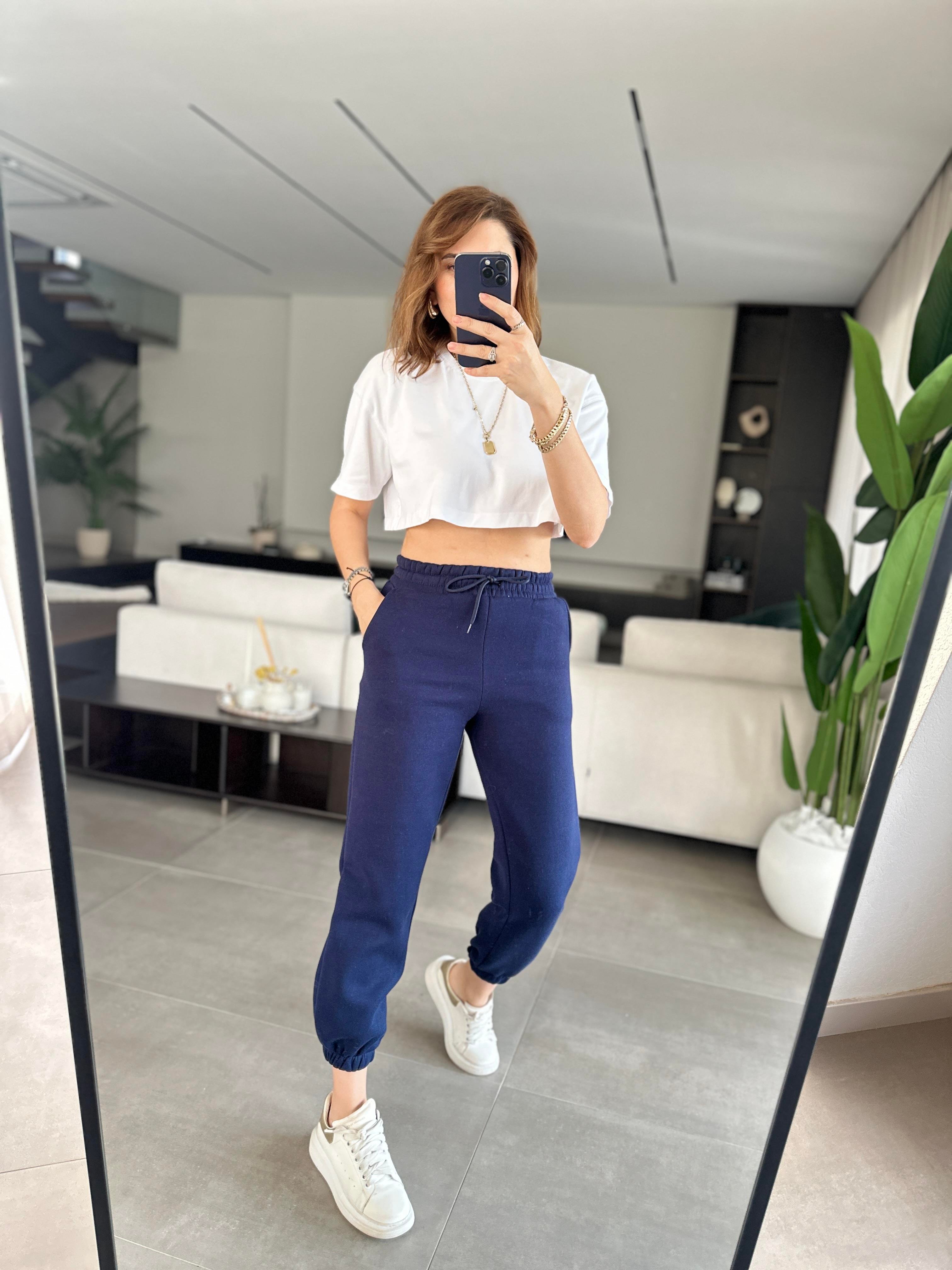 Lacivert Bel Ve Paça Lastikli Jogger Eşofman