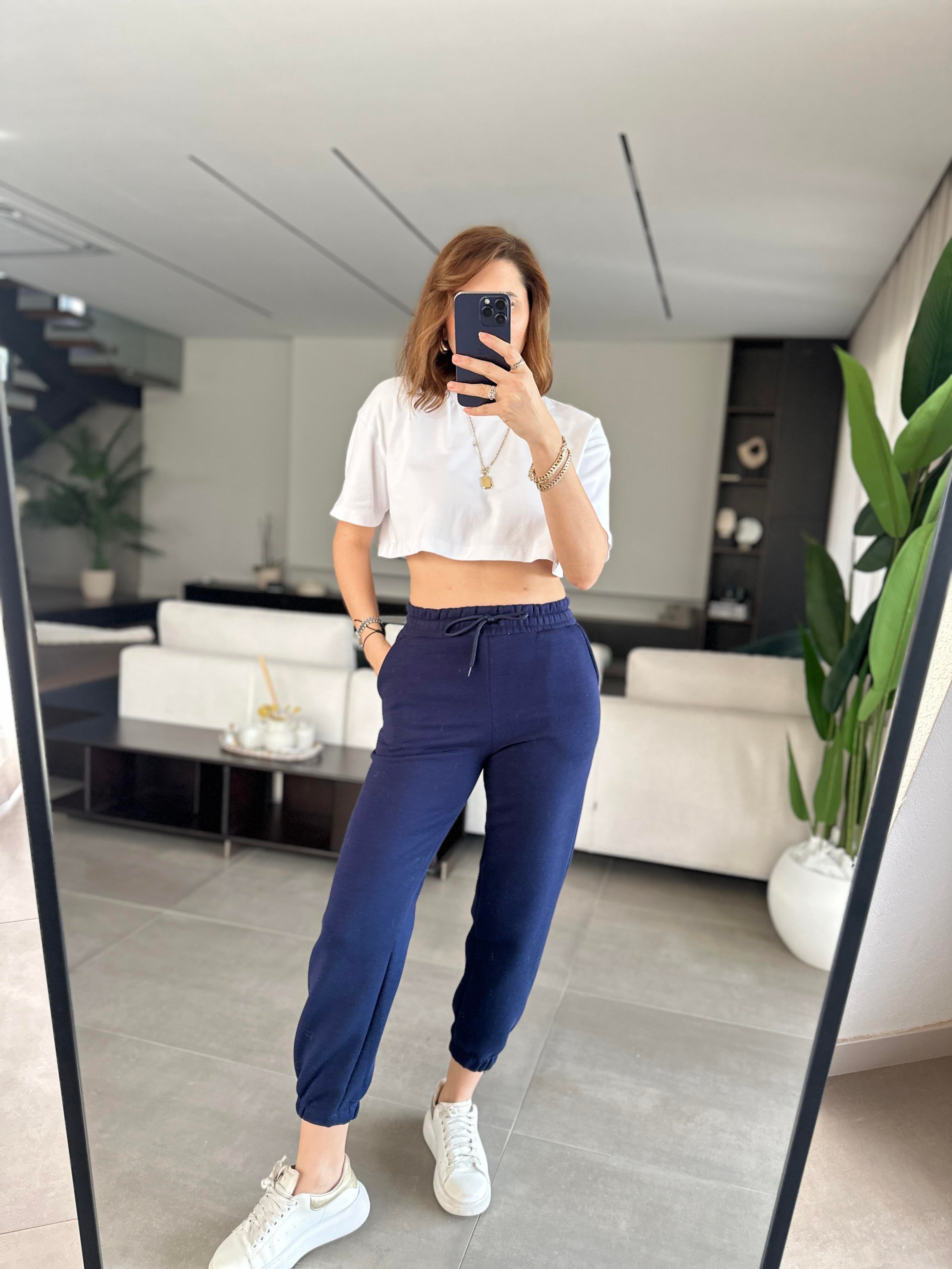 Lacivert Bel Ve Paça Lastikli Jogger Eşofman