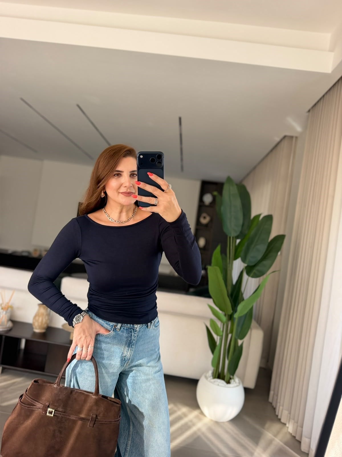 Lacivert Buzzy Yan Büzgülü Bluz