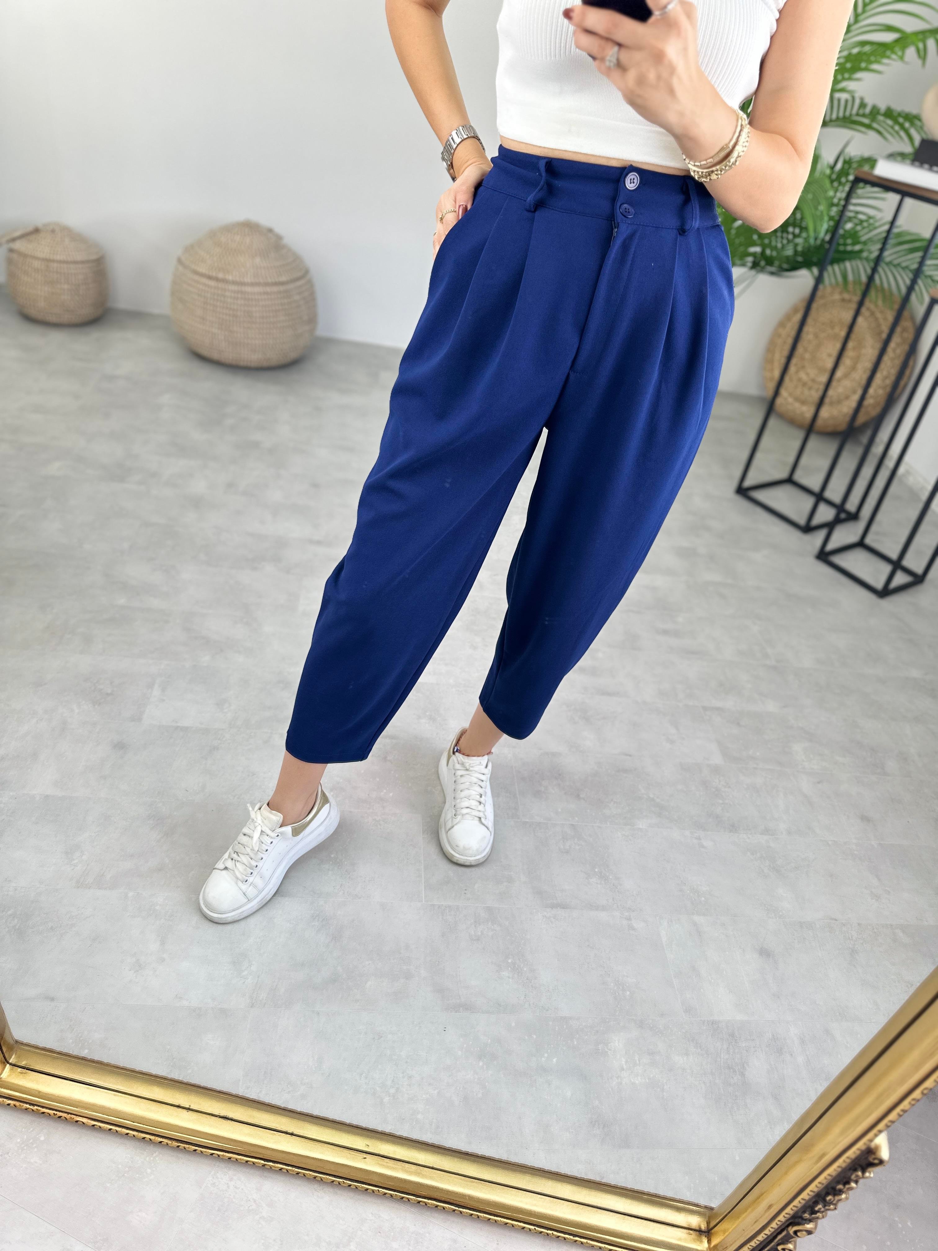 LACİVERT ÇİFT DÜĞMELİ BALON PANTOLON