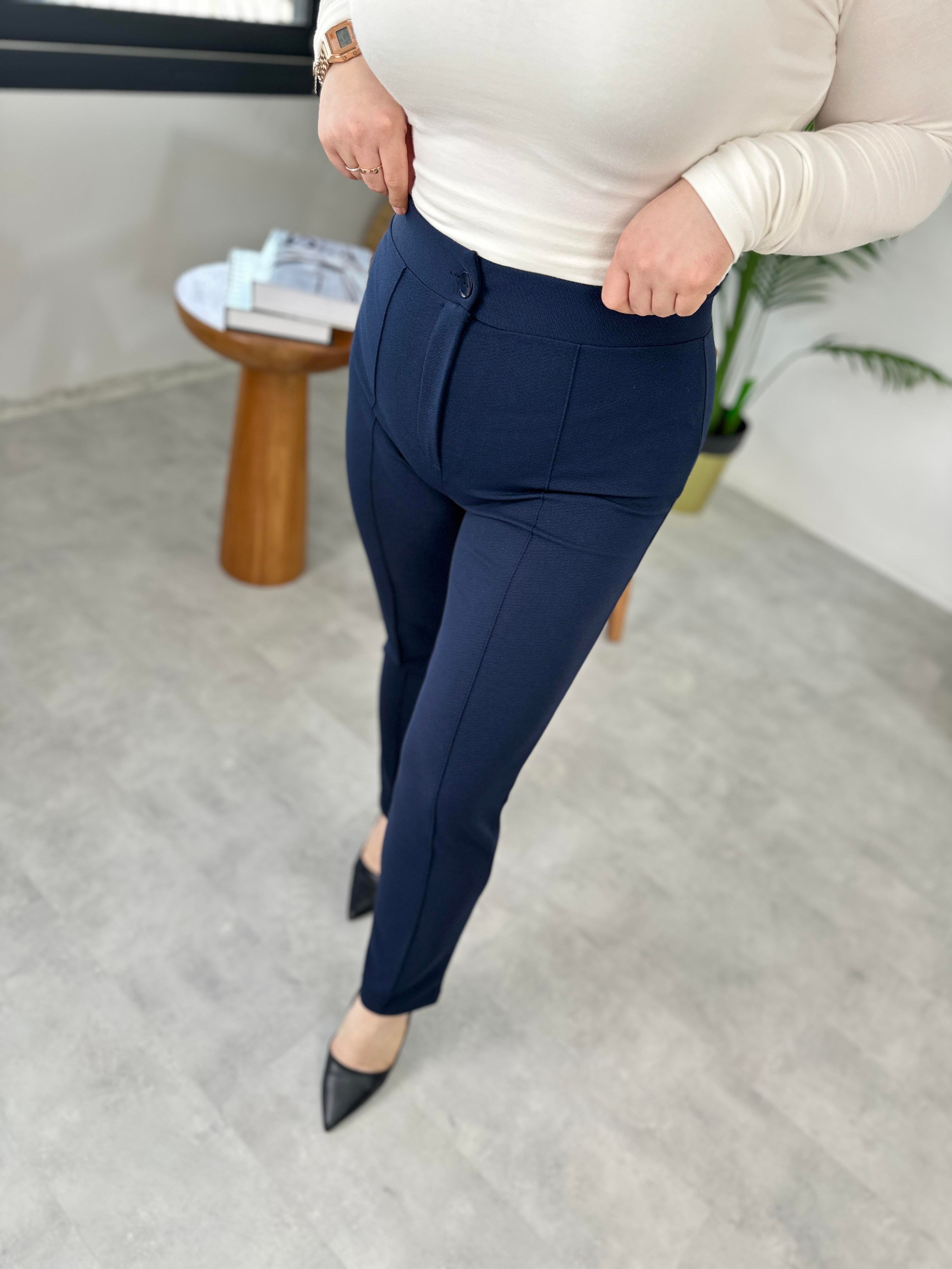 Lacivert Çimalı Dar Paça Pantolon