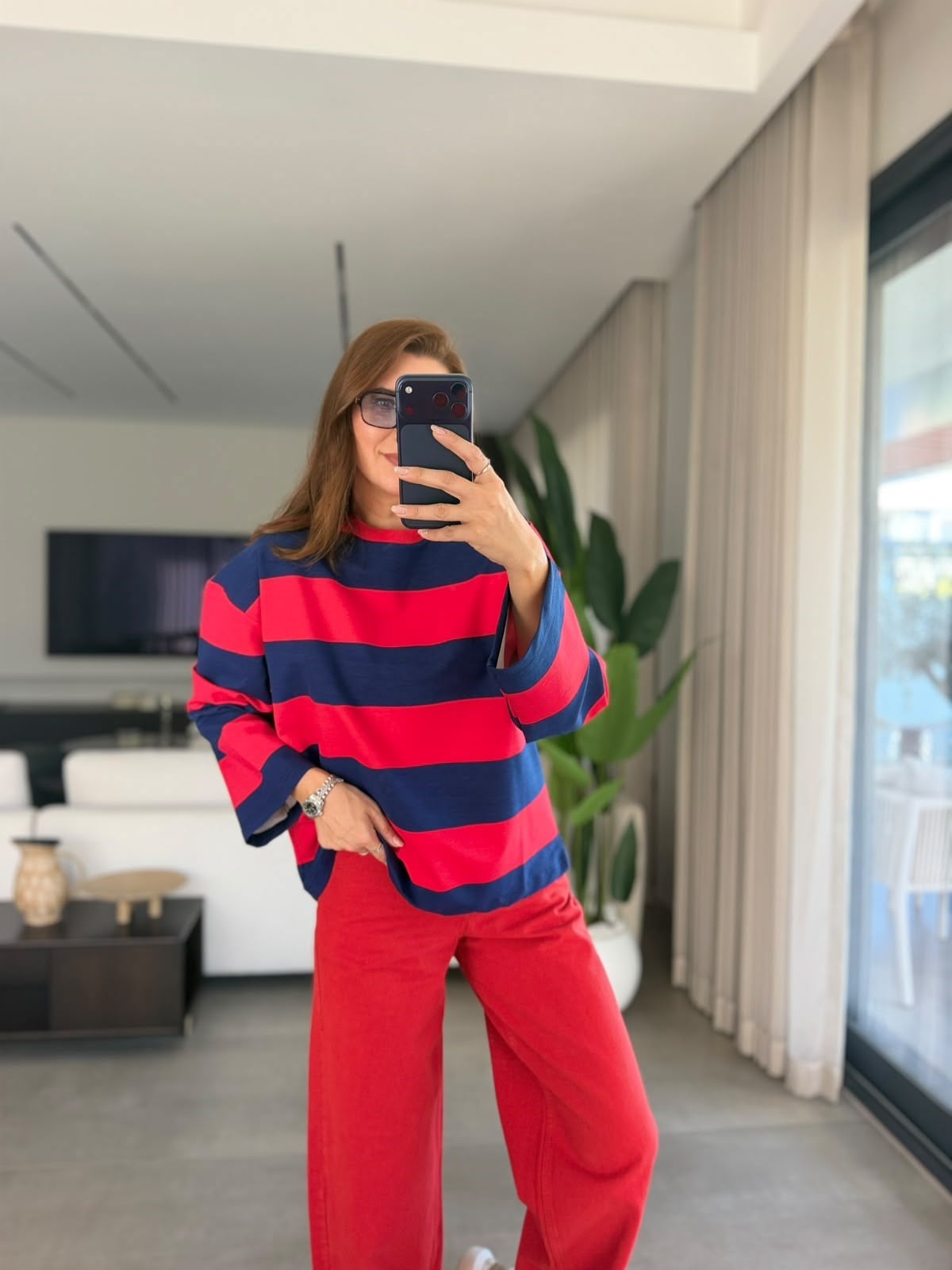 Lacivert  Çizgili Sweatshırt