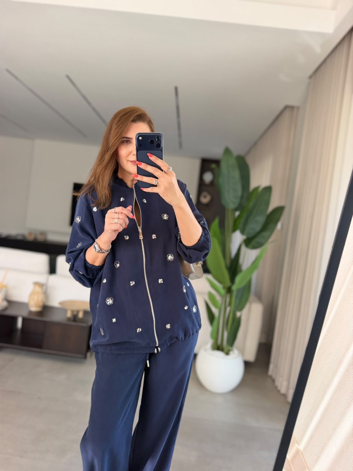 Lacivert Diamond İşlemeli Takım