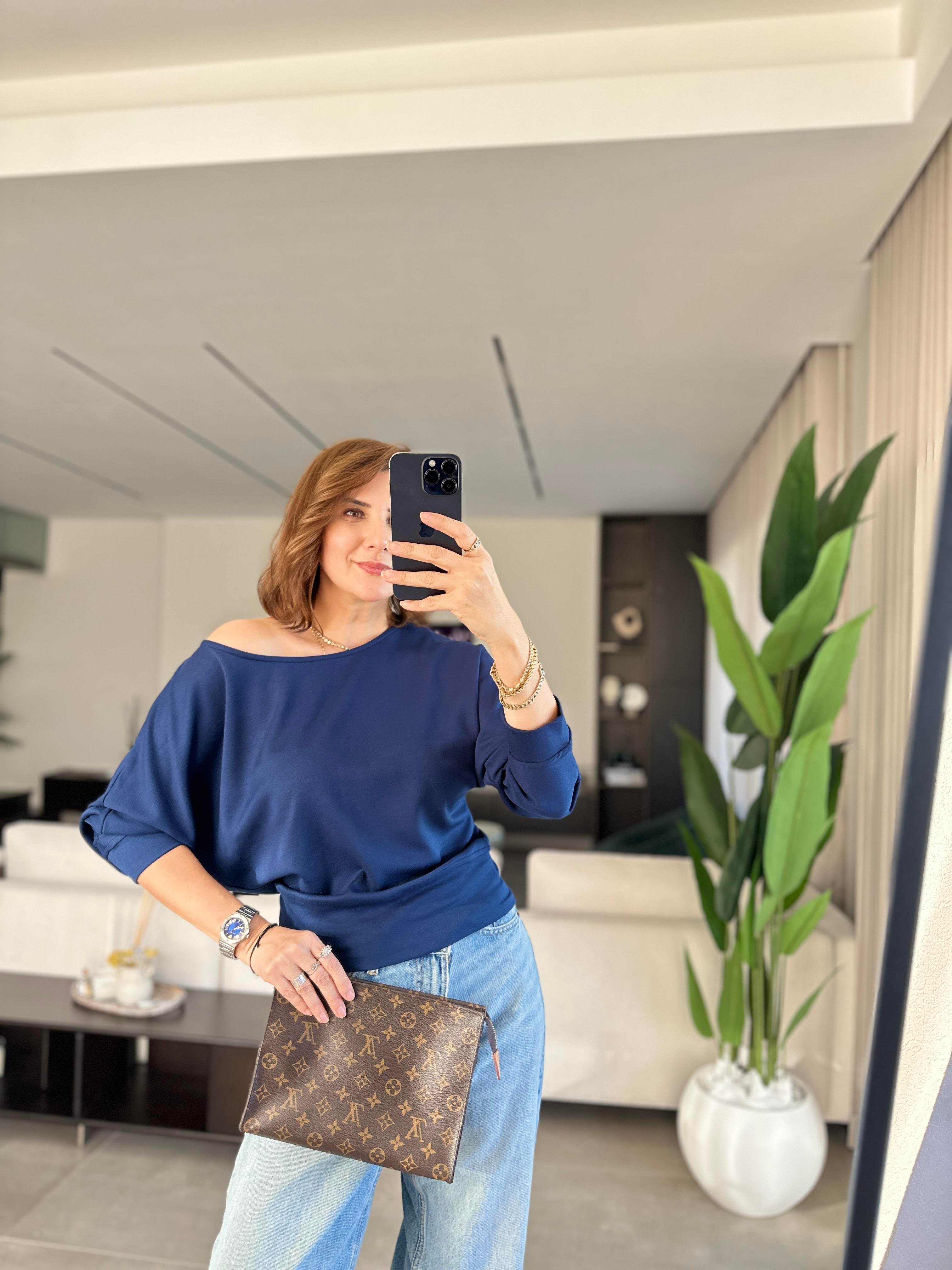 Lacivert Düşük Yaka Sweat