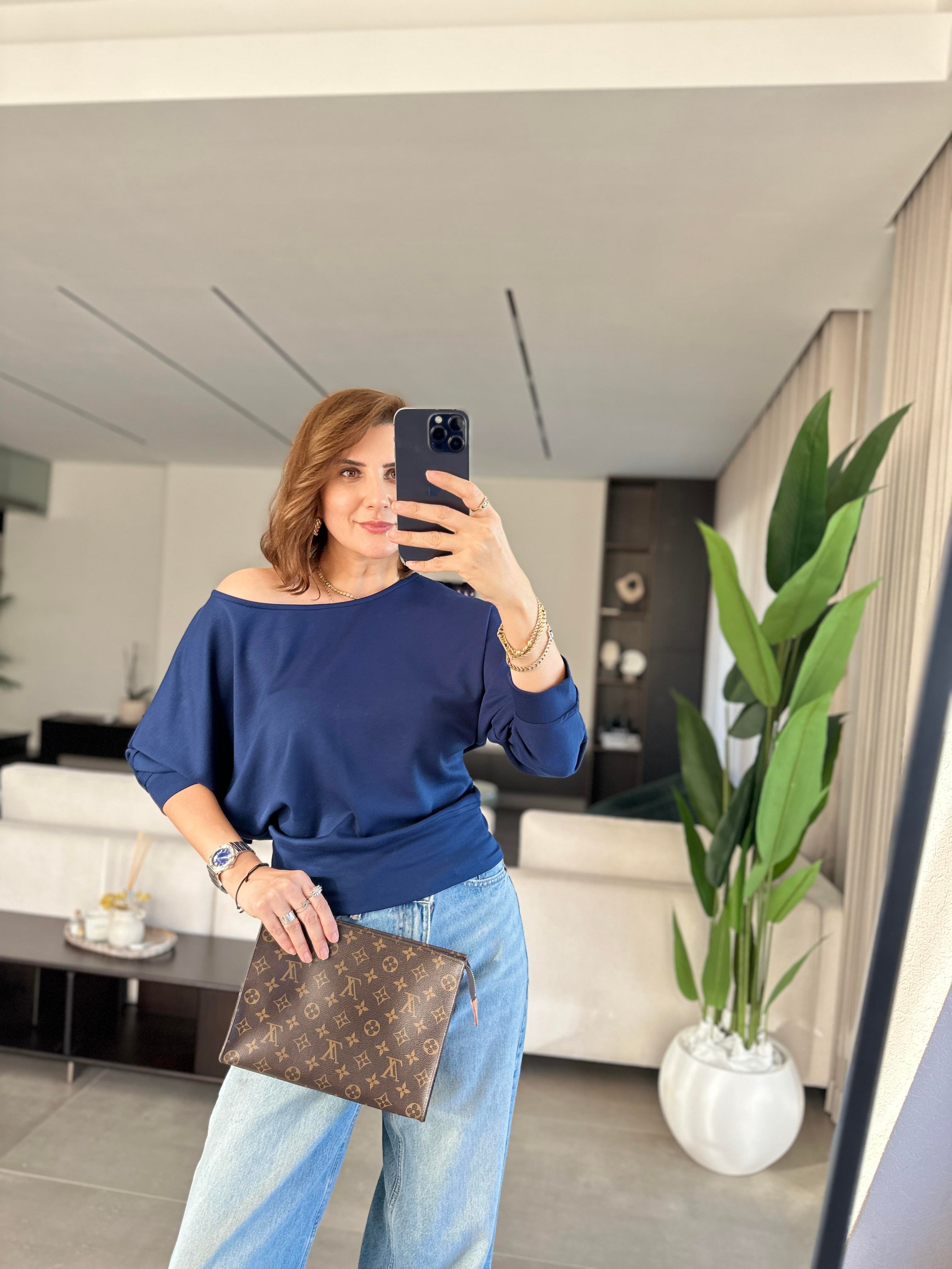 Lacivert Düşük Yaka Sweat