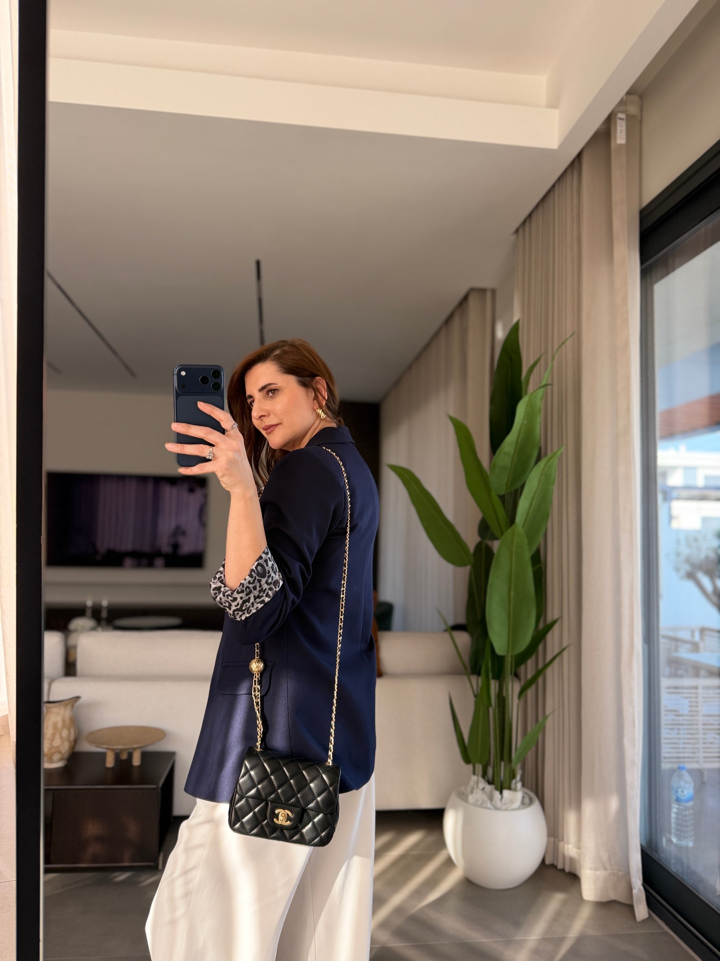 Lacivert İçi Leopar Desen Blazer Ceket(Büyük Bedene Uyumlu)