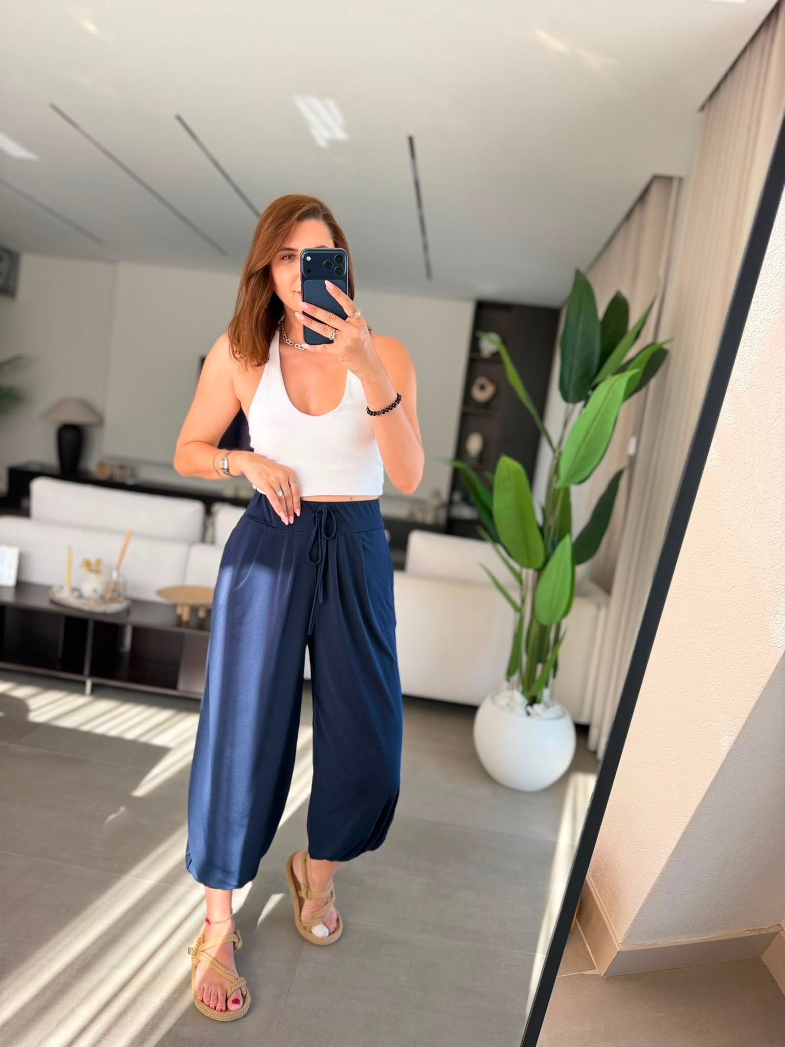 Lacivert Lara Şalvar Pantolon