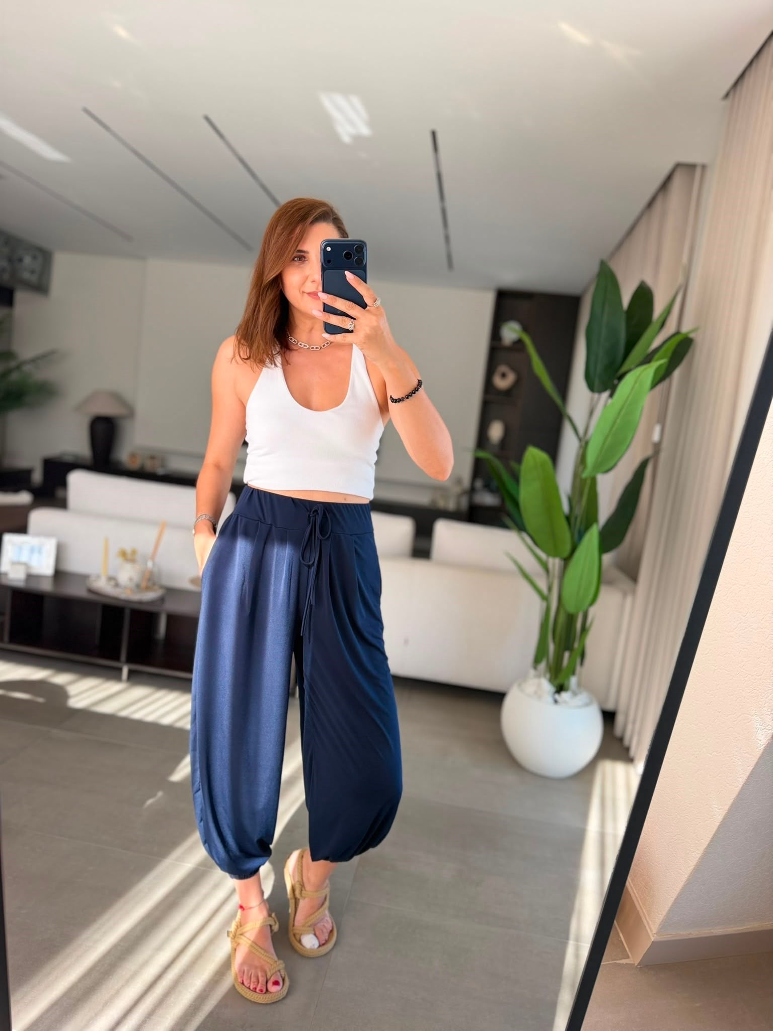 Lacivert Lara Şalvar Pantolon