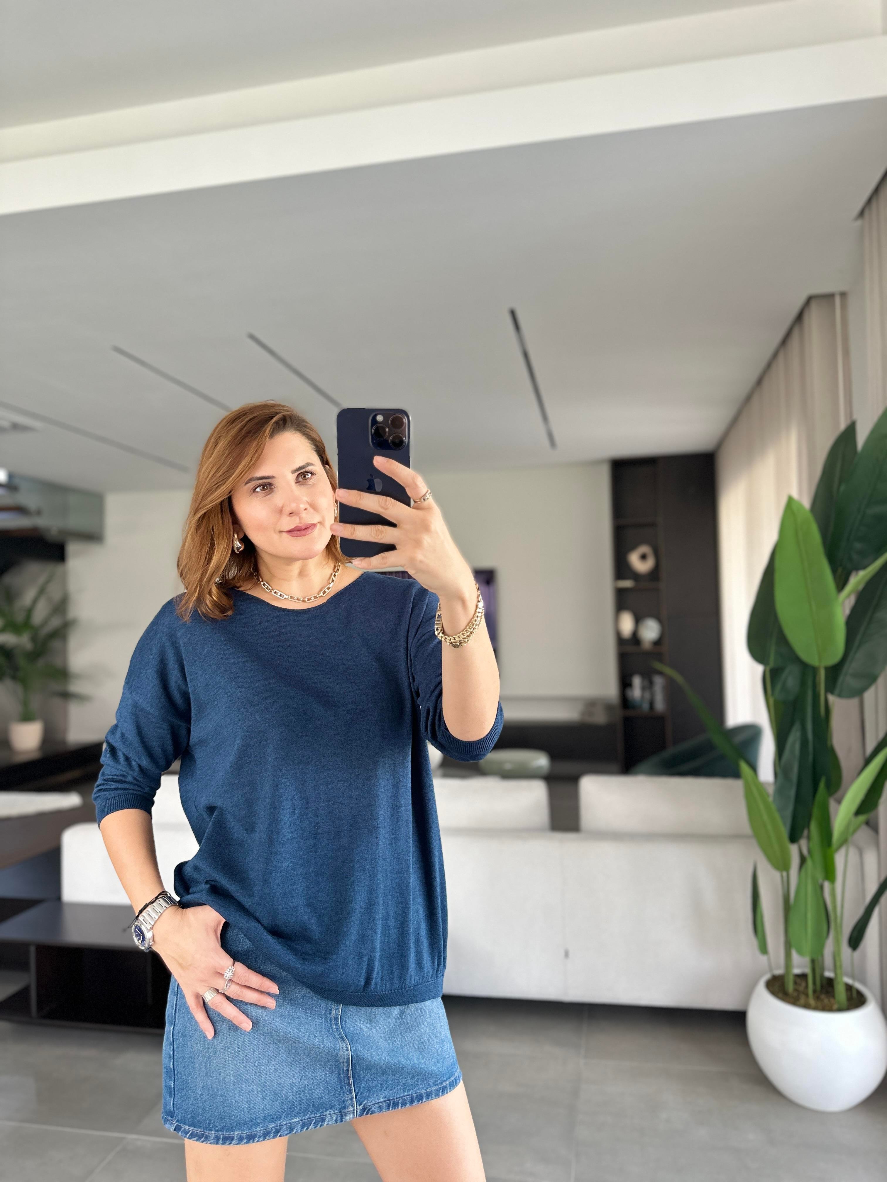 Lacivert Lena Salaş Bluz