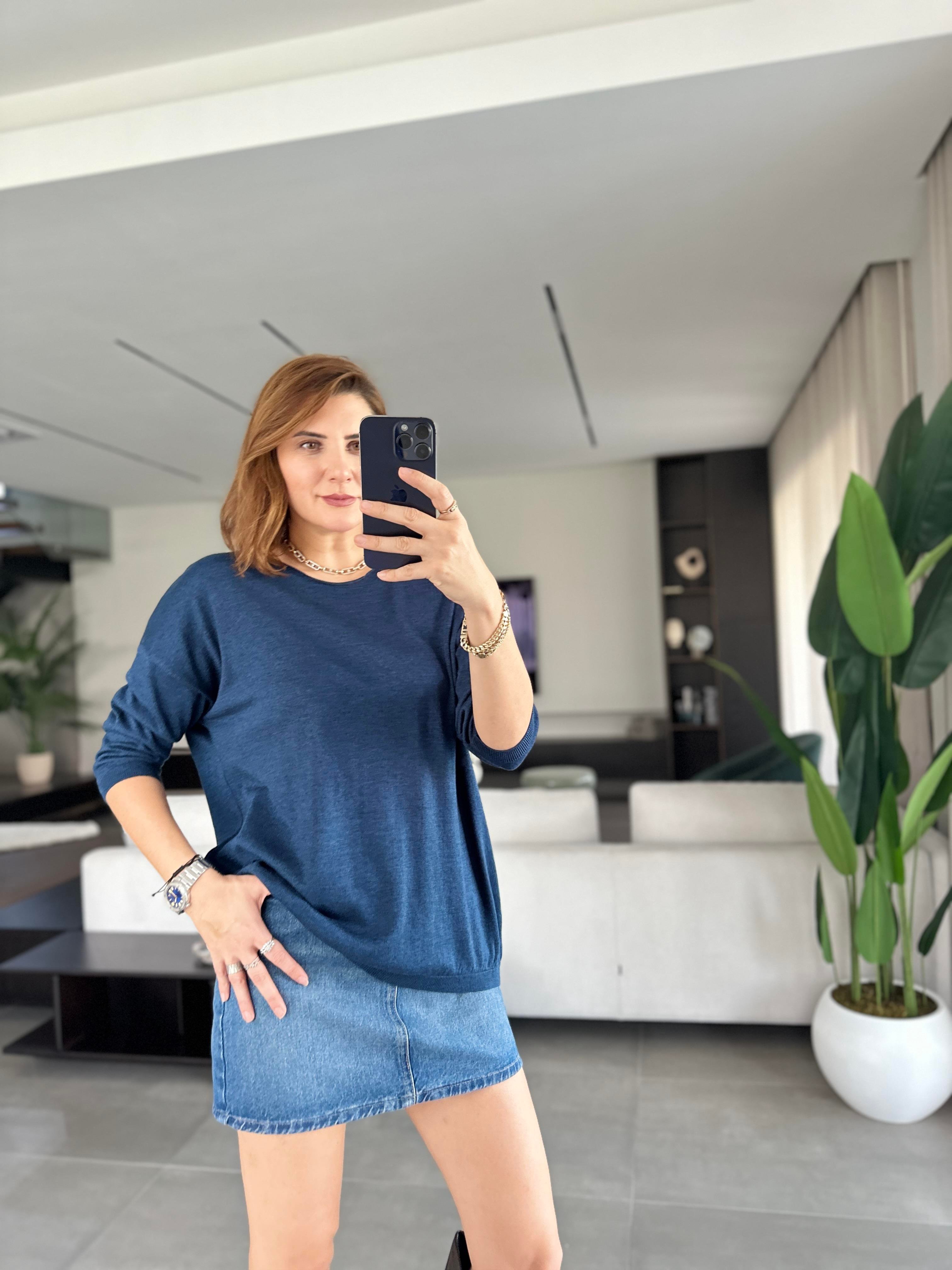 Lacivert Lena Salaş Bluz