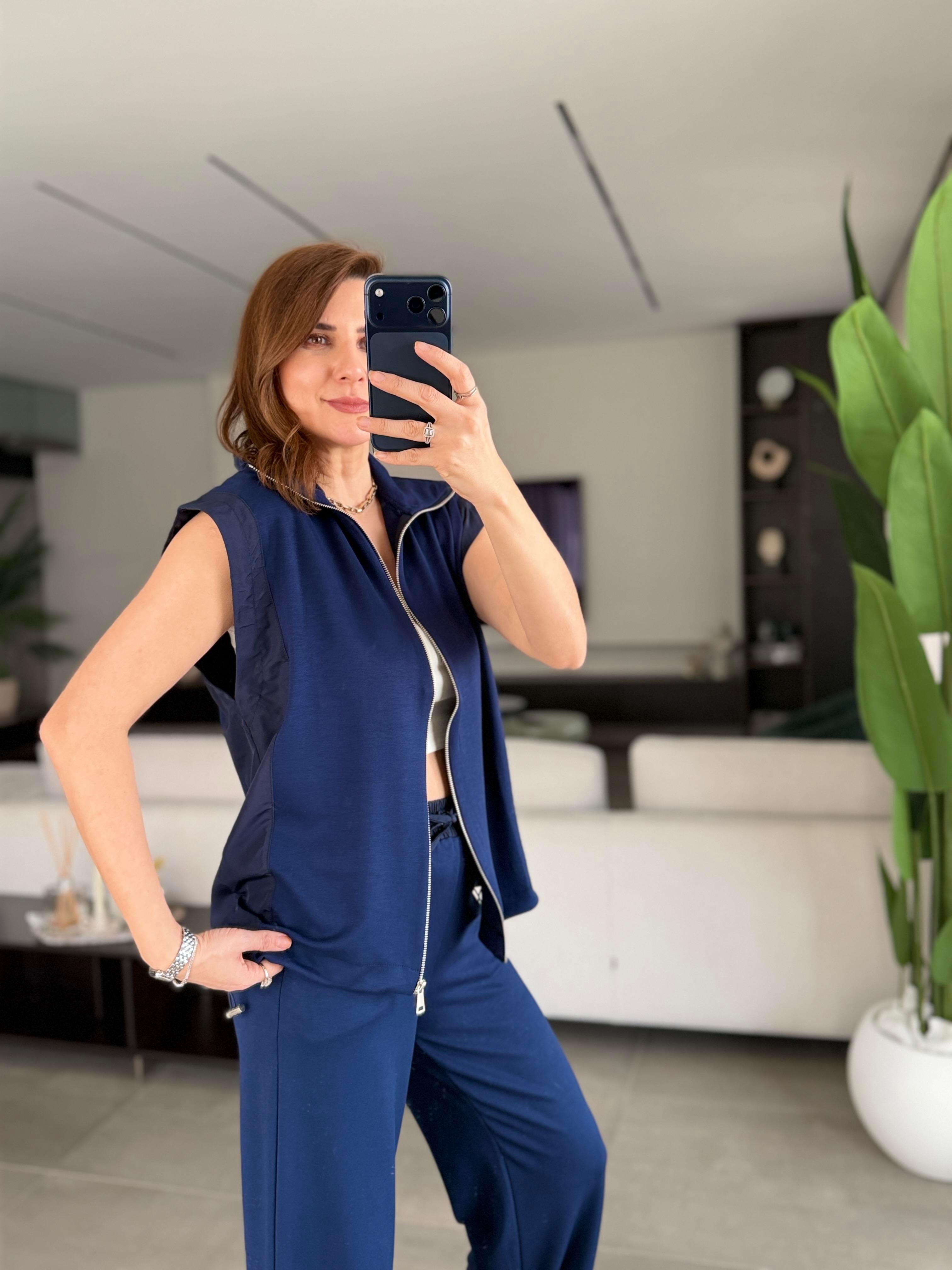 Lacivert Modal Stoperli Kolsuz Takım