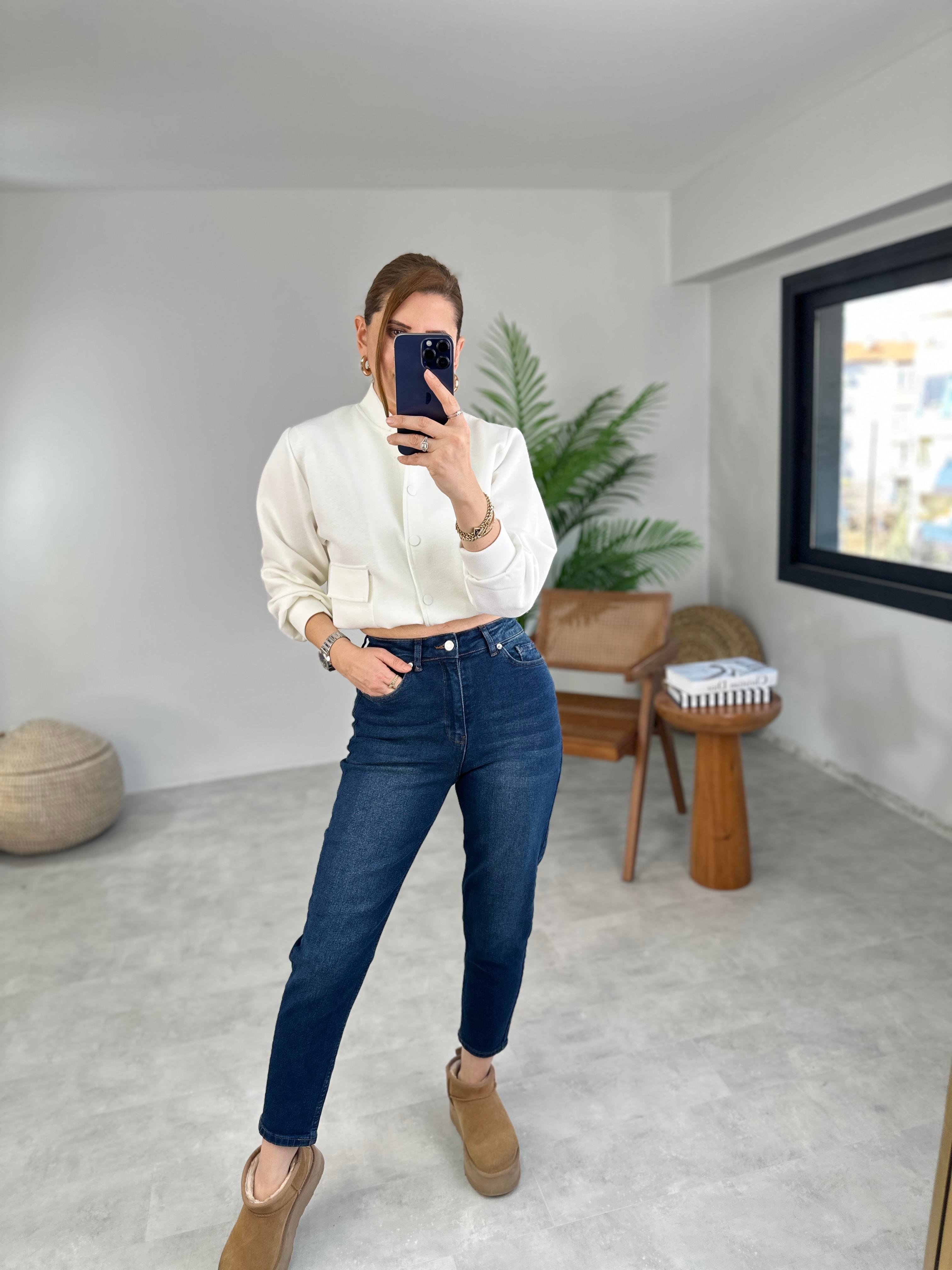 Lacivert Noventa Mom Jean