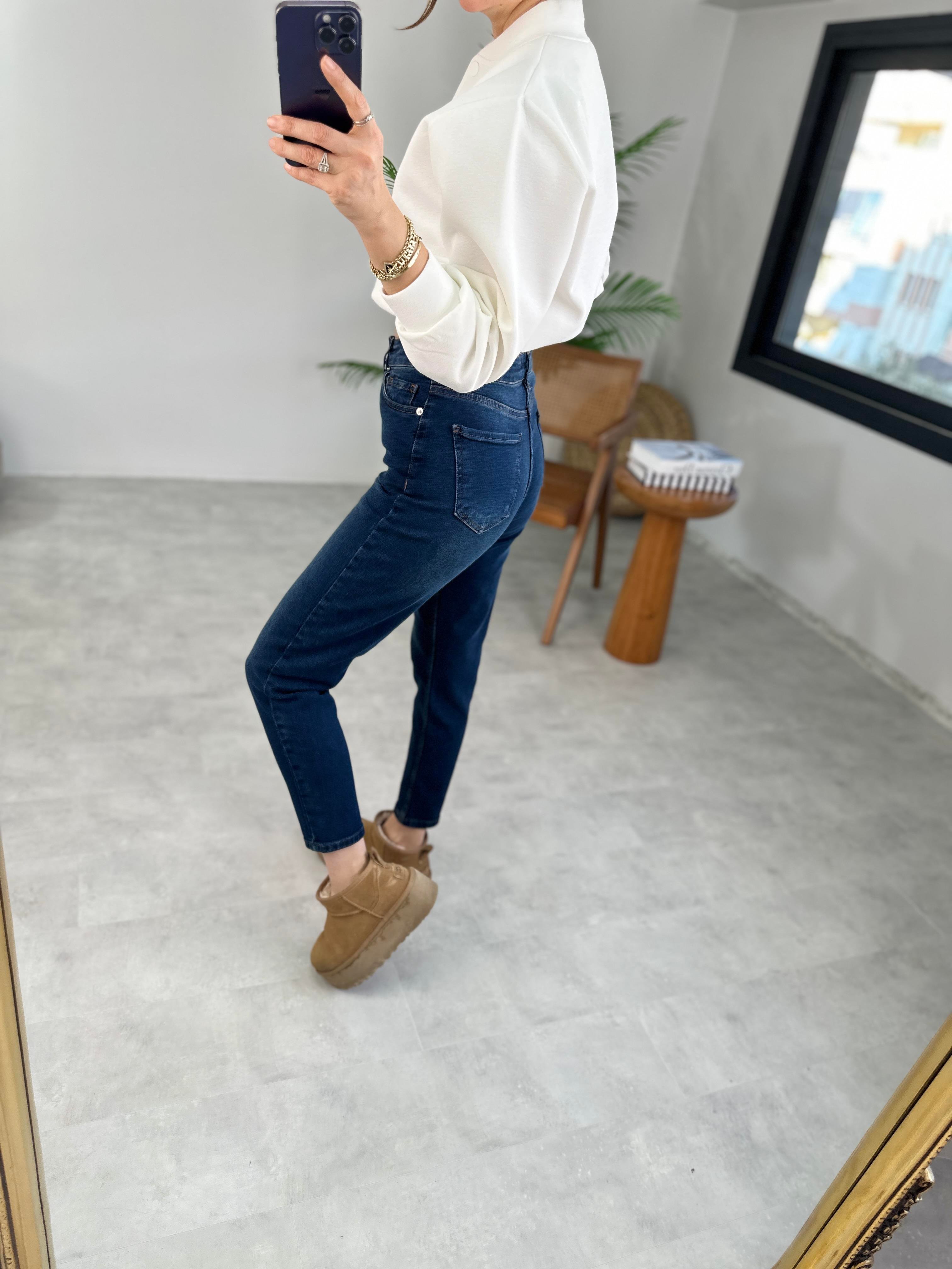 Lacivert Noventa Mom Jean