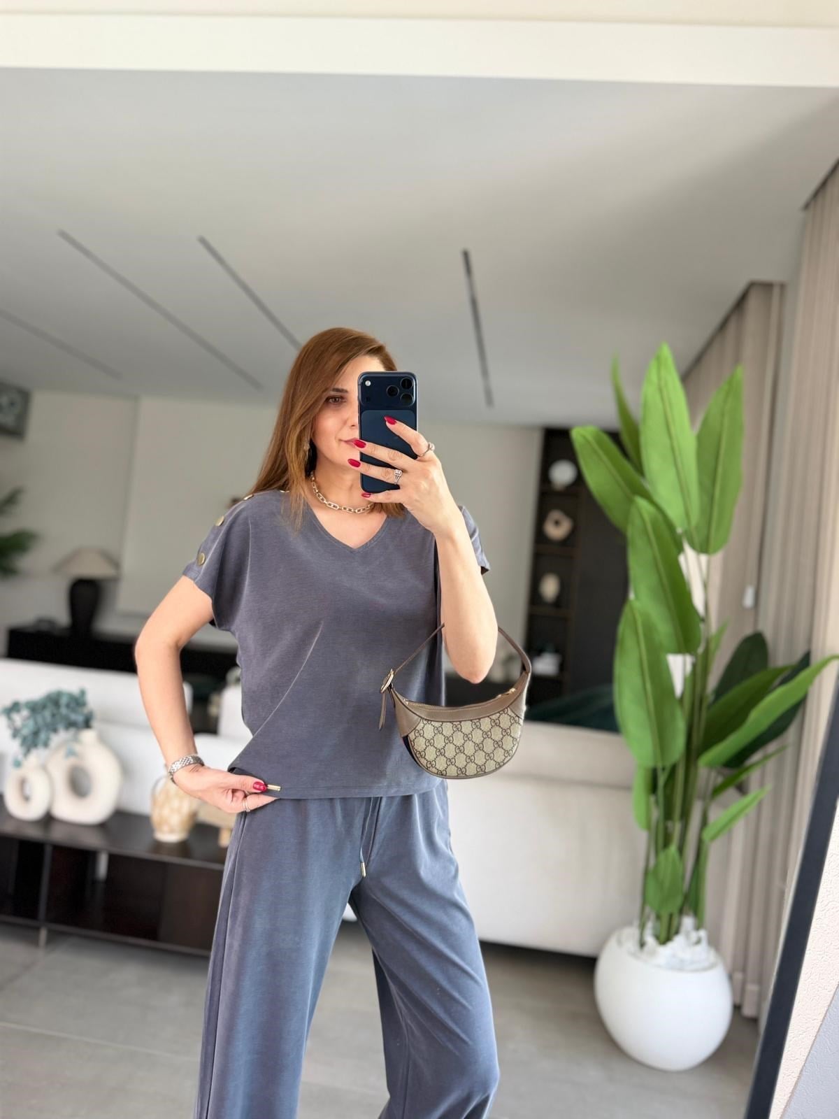 Lacivert Omuz Çıtçıt Detay Pike Takım