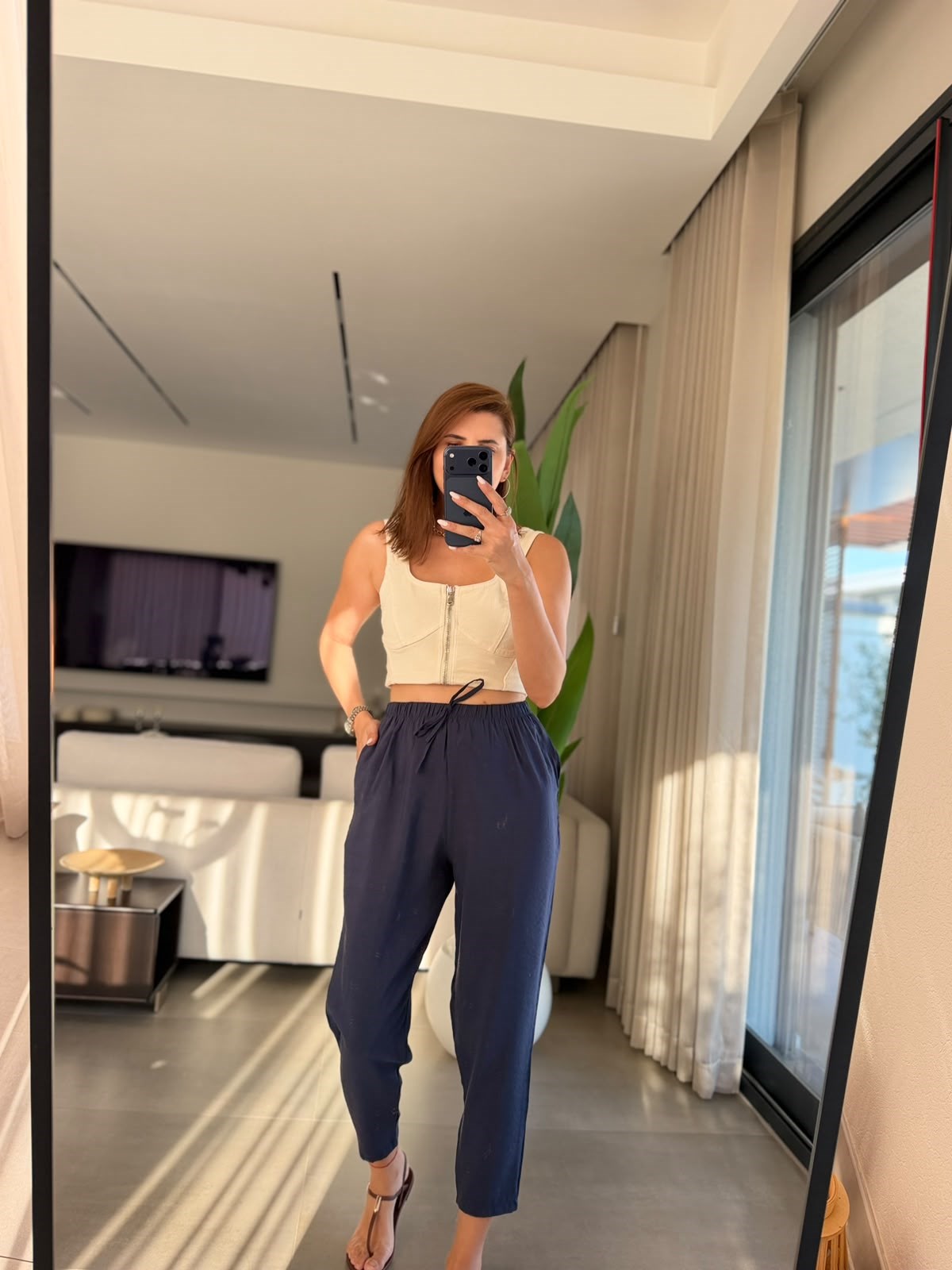 Lacivert Tencel Şalvar Pantolon
