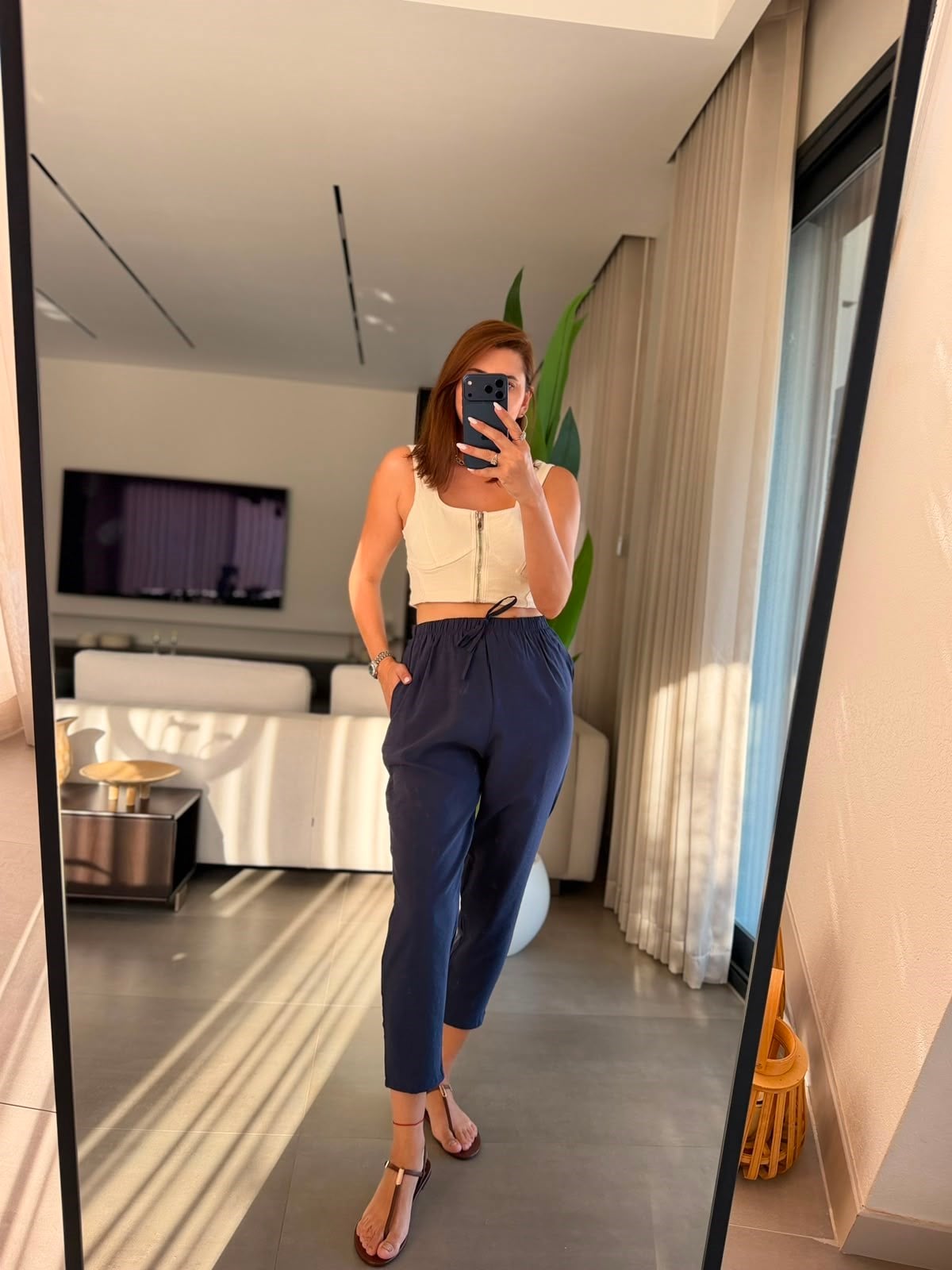 Lacivert Tencel Şalvar Pantolon
