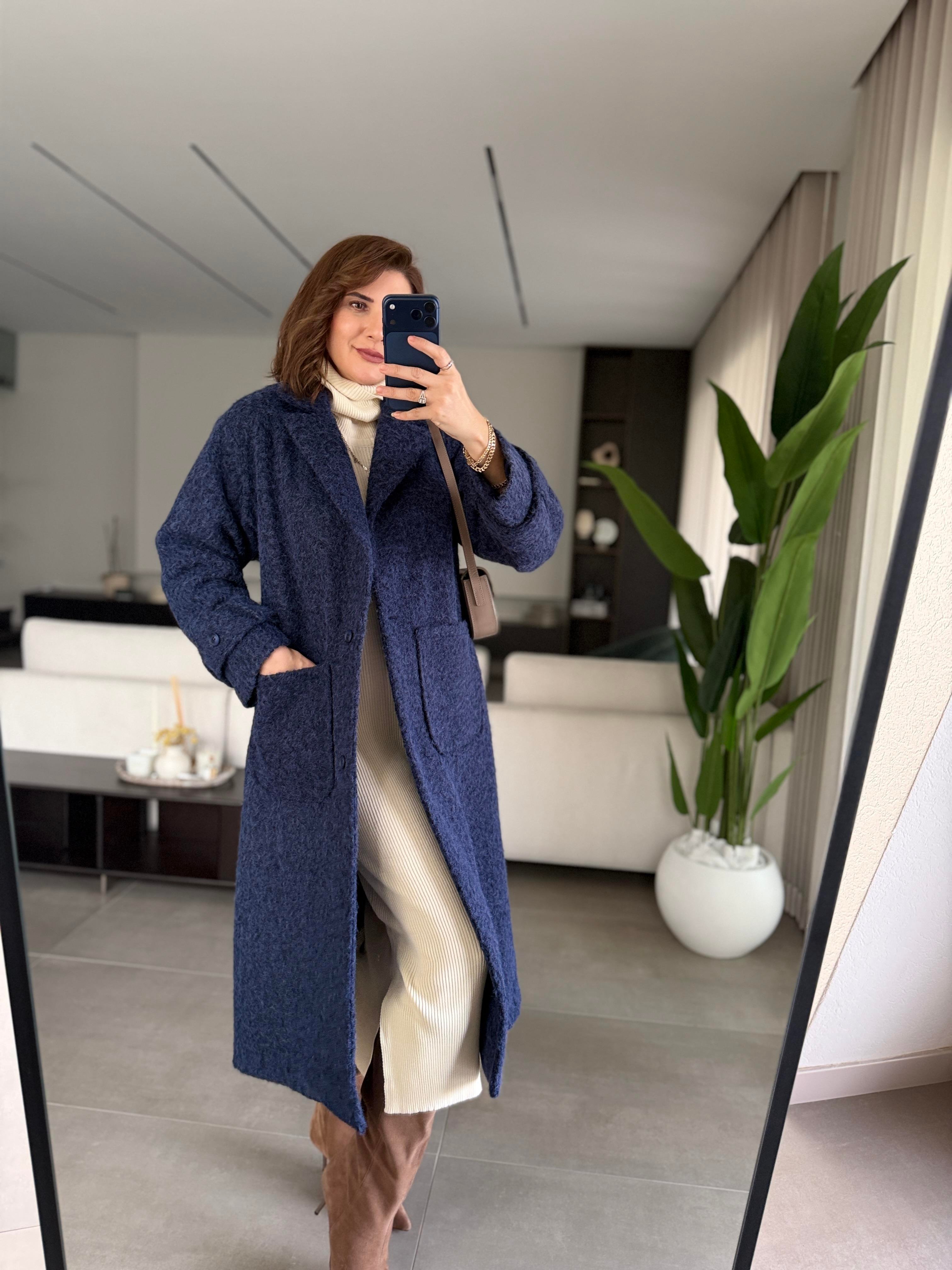 Lacivert Torba Cepli Kaşe Kaban