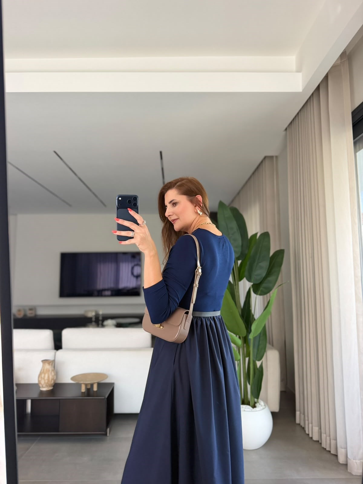 Lacivert  Üst Modal Poplin Elbise