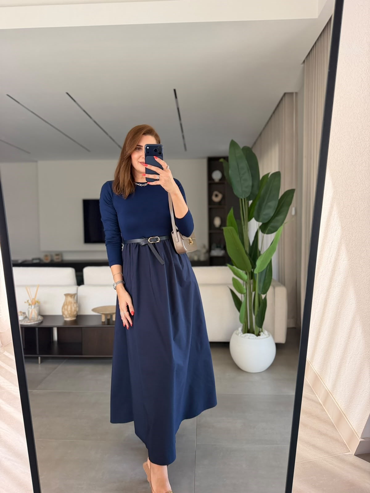 Lacivert  Üst Modal Poplin Elbise