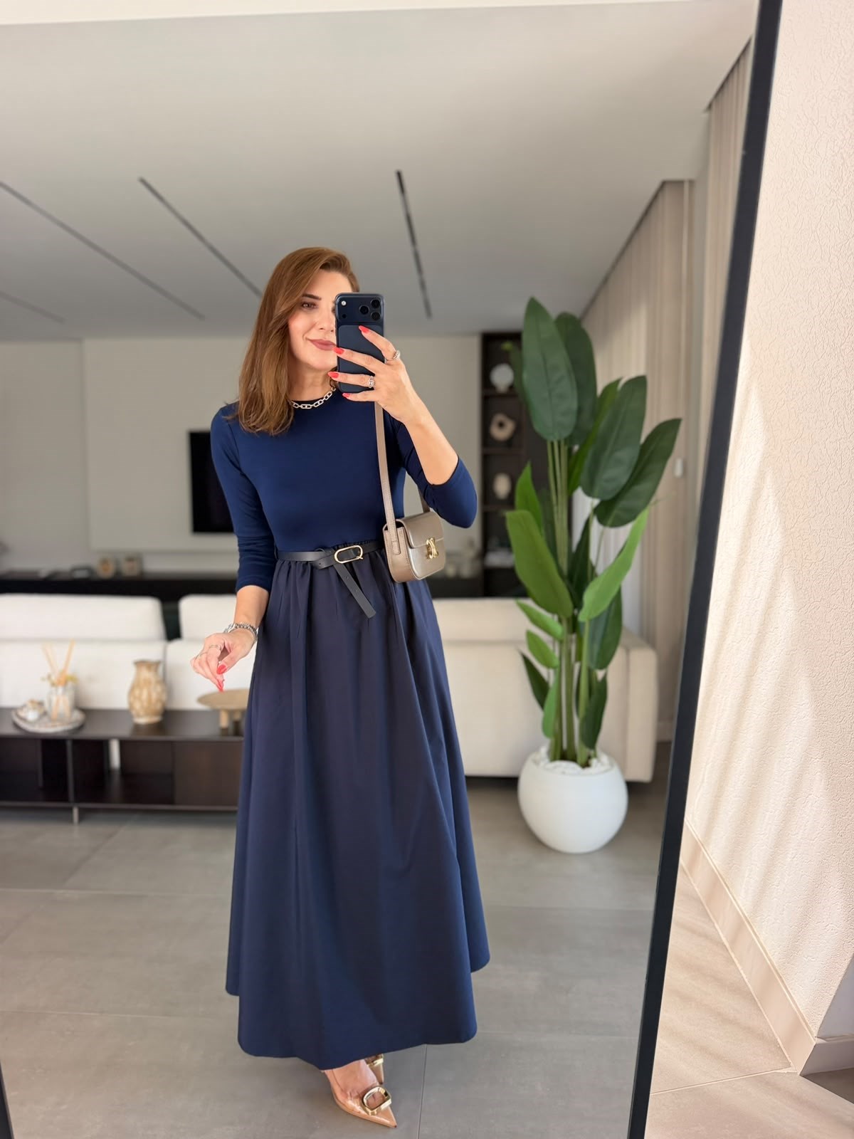 Lacivert  Üst Modal Poplin Elbise