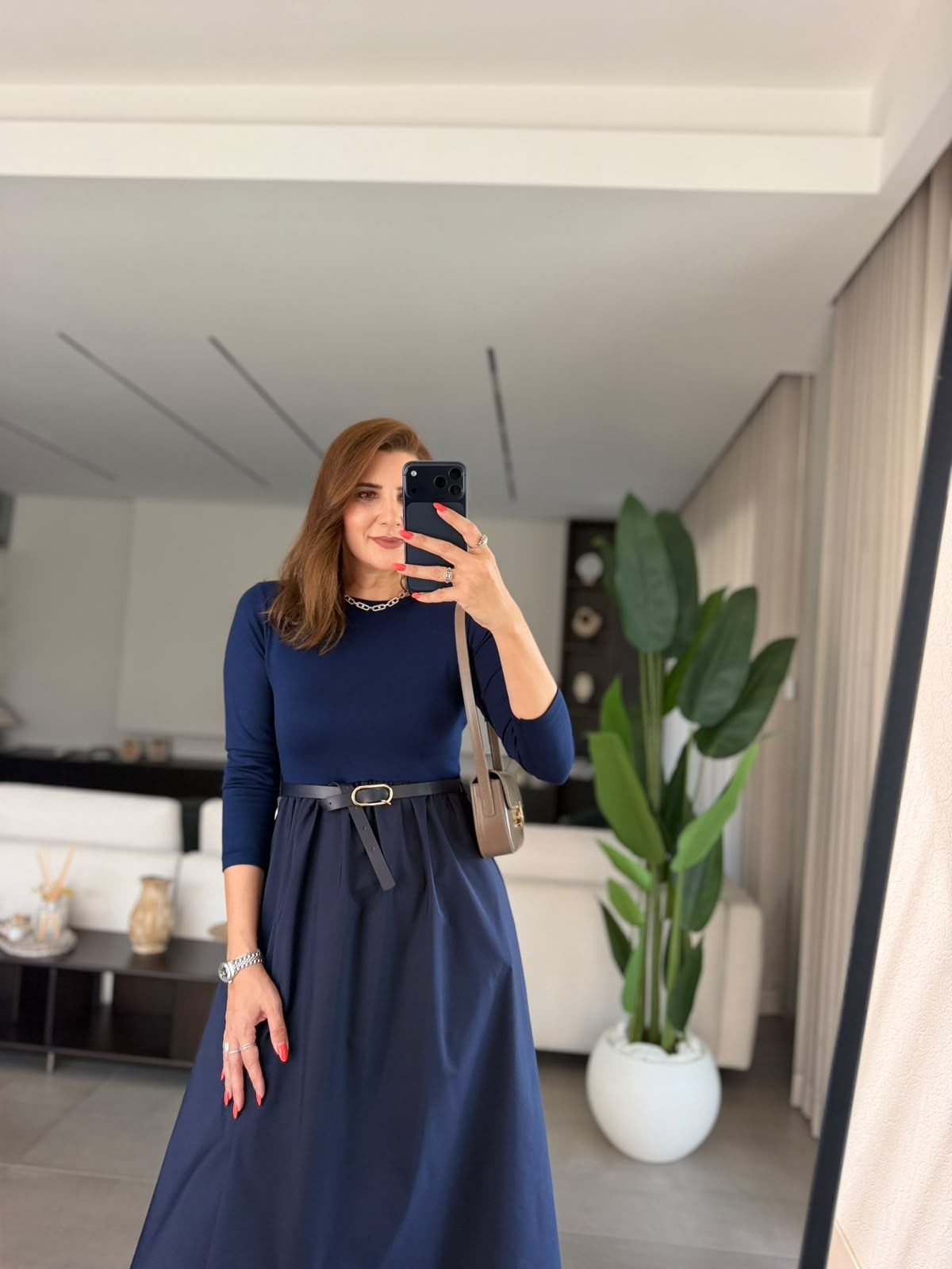 Lacivert  Üst Modal Poplin Elbise