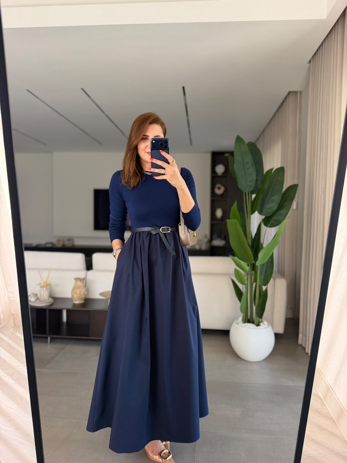 Lacivert  Üst Modal Poplin Elbise