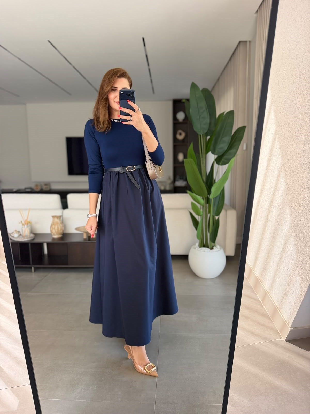 Lacivert  Üst Modal Poplin Elbise