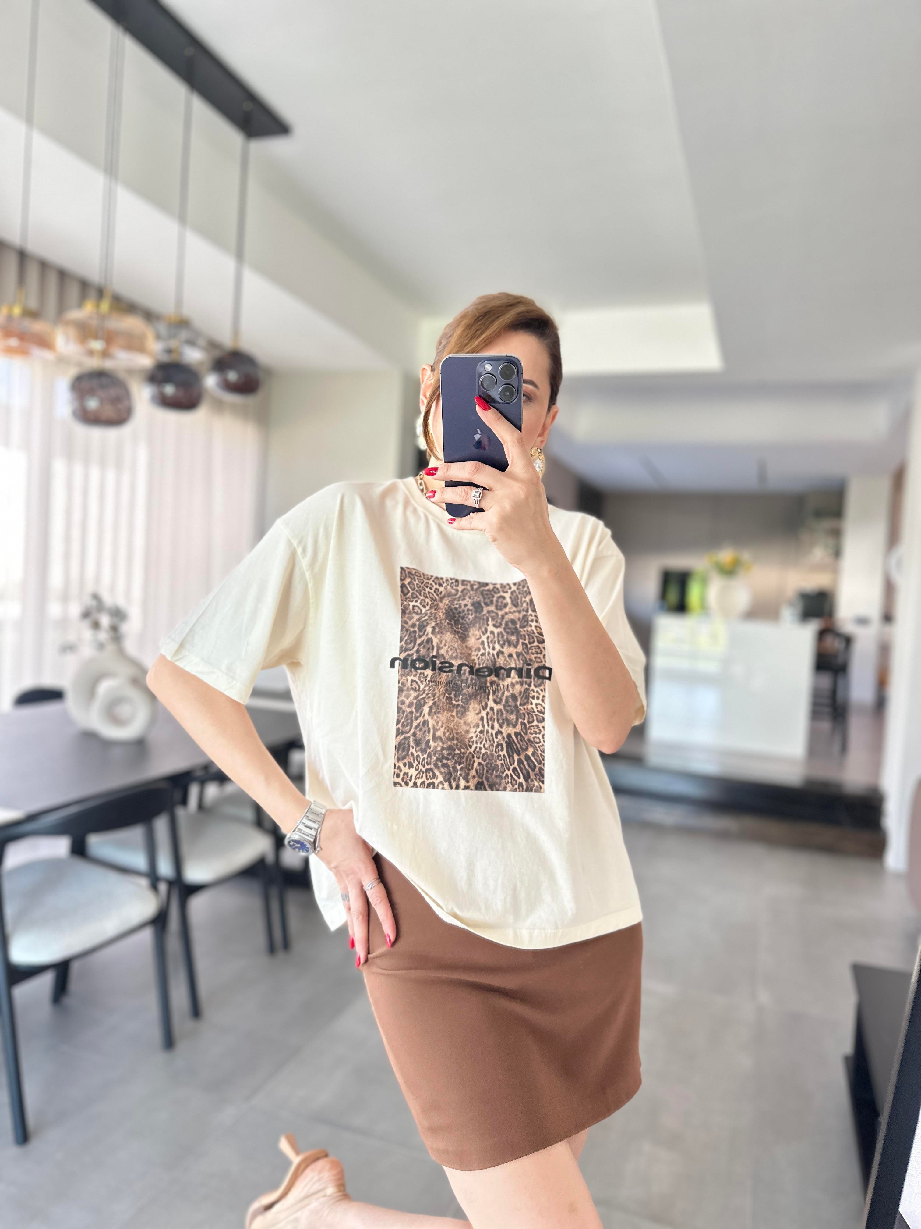 Leopar Baskı T-shirt