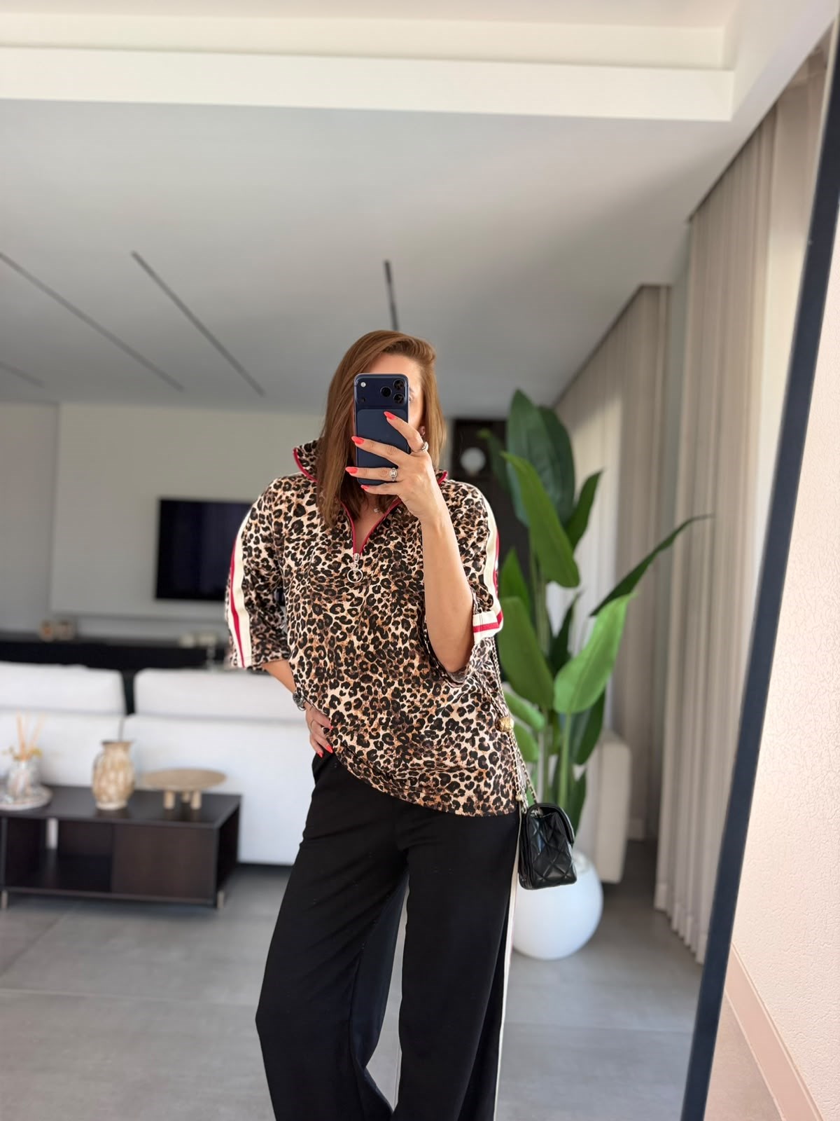 Leopar Desen Şerit Garnili Takım