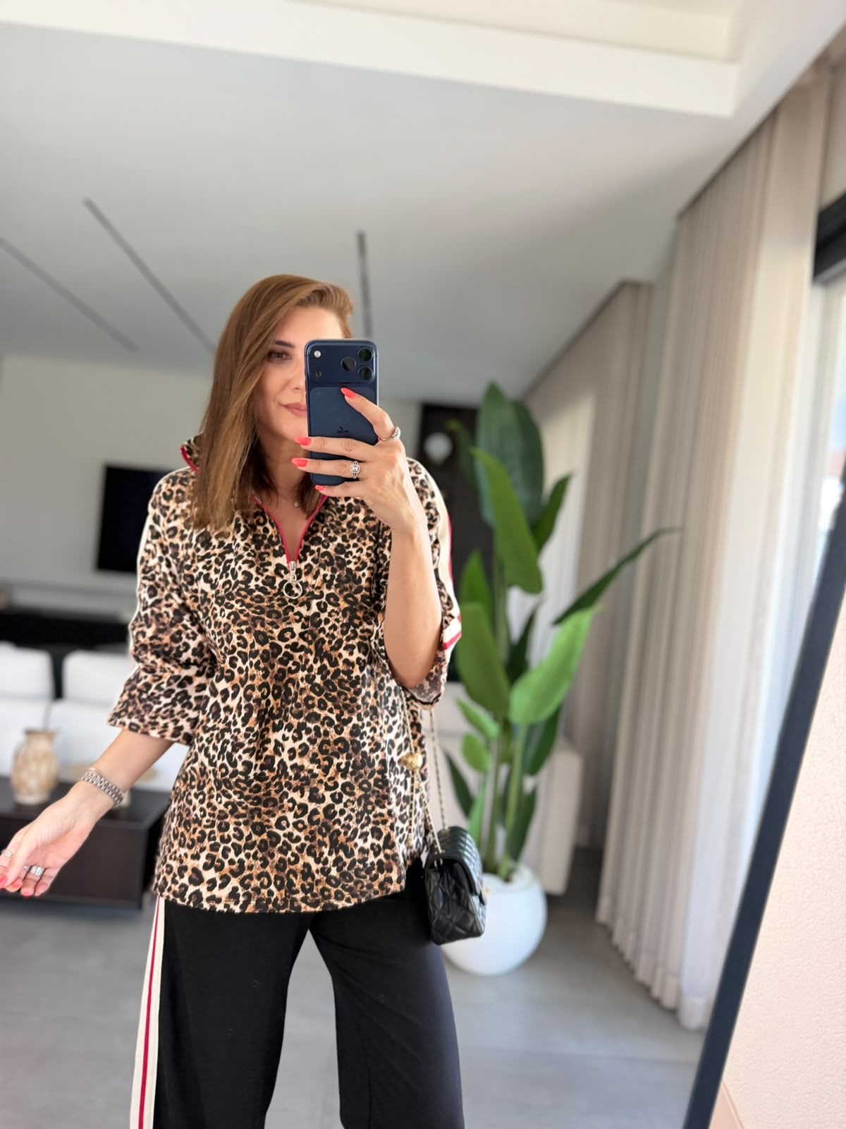 Leopar Desen Şerit Garnili Takım
