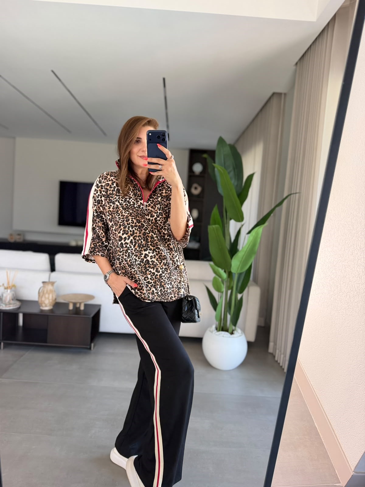 Leopar Desen Şerit Garnili Takım