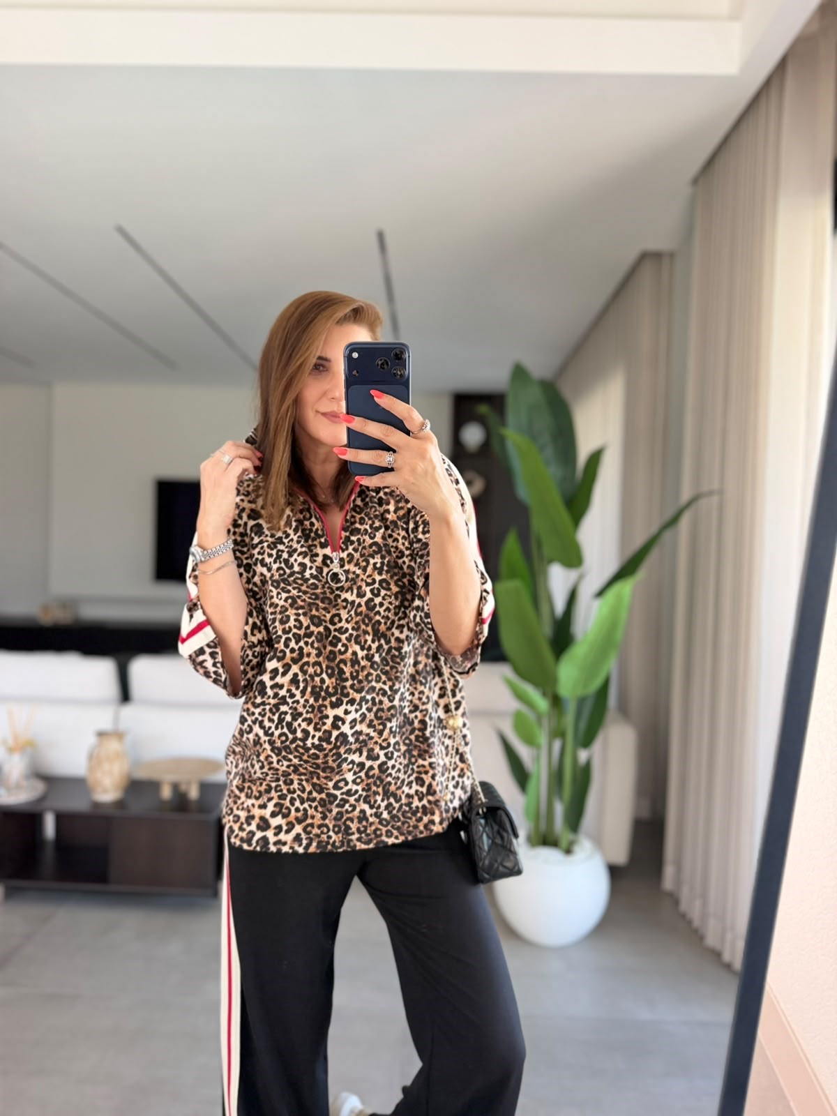 Leopar Desen Şerit Garnili Takım